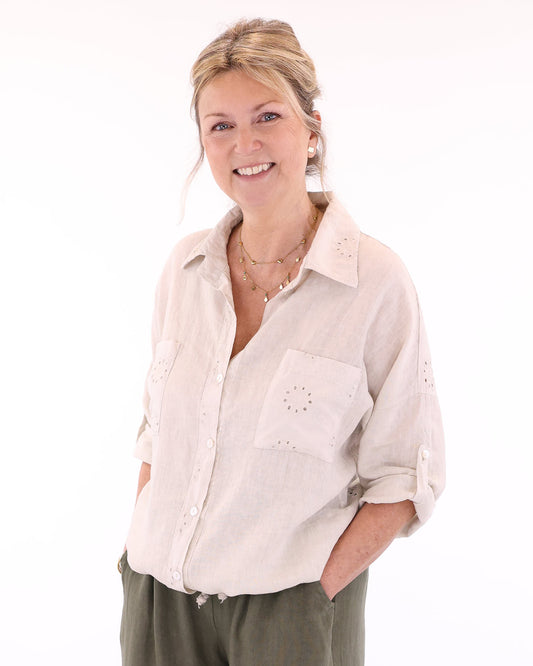 Linen and Broderie Shirt
