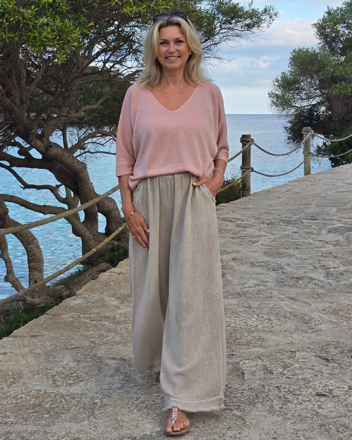 Linen and Cotton Blend Trousers