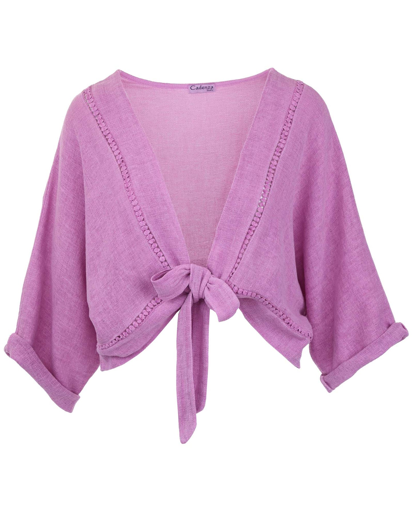 Linen and Cotton Blend Tie Front Jacket