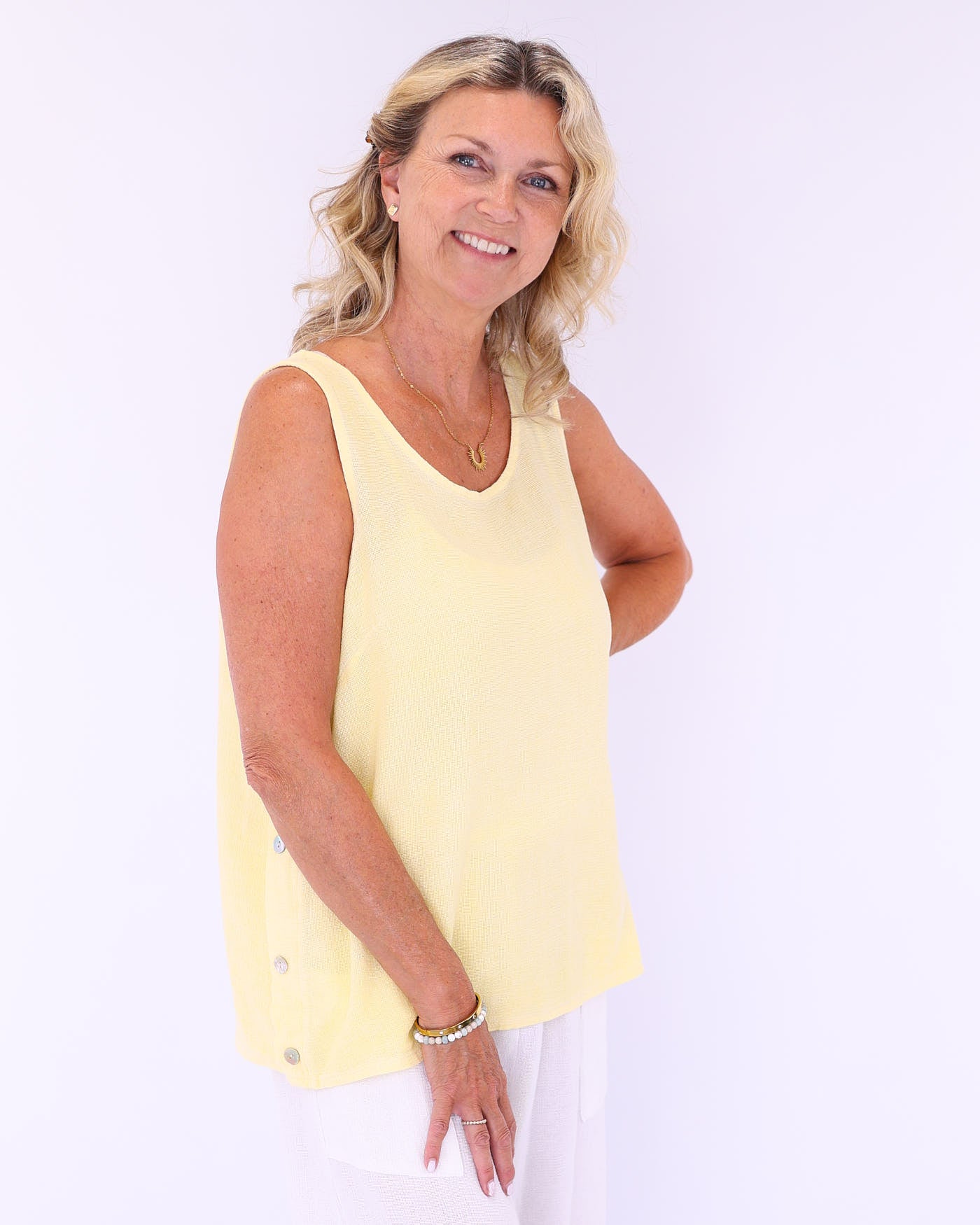 Linen and Cotton Blend Sleeveless Top
