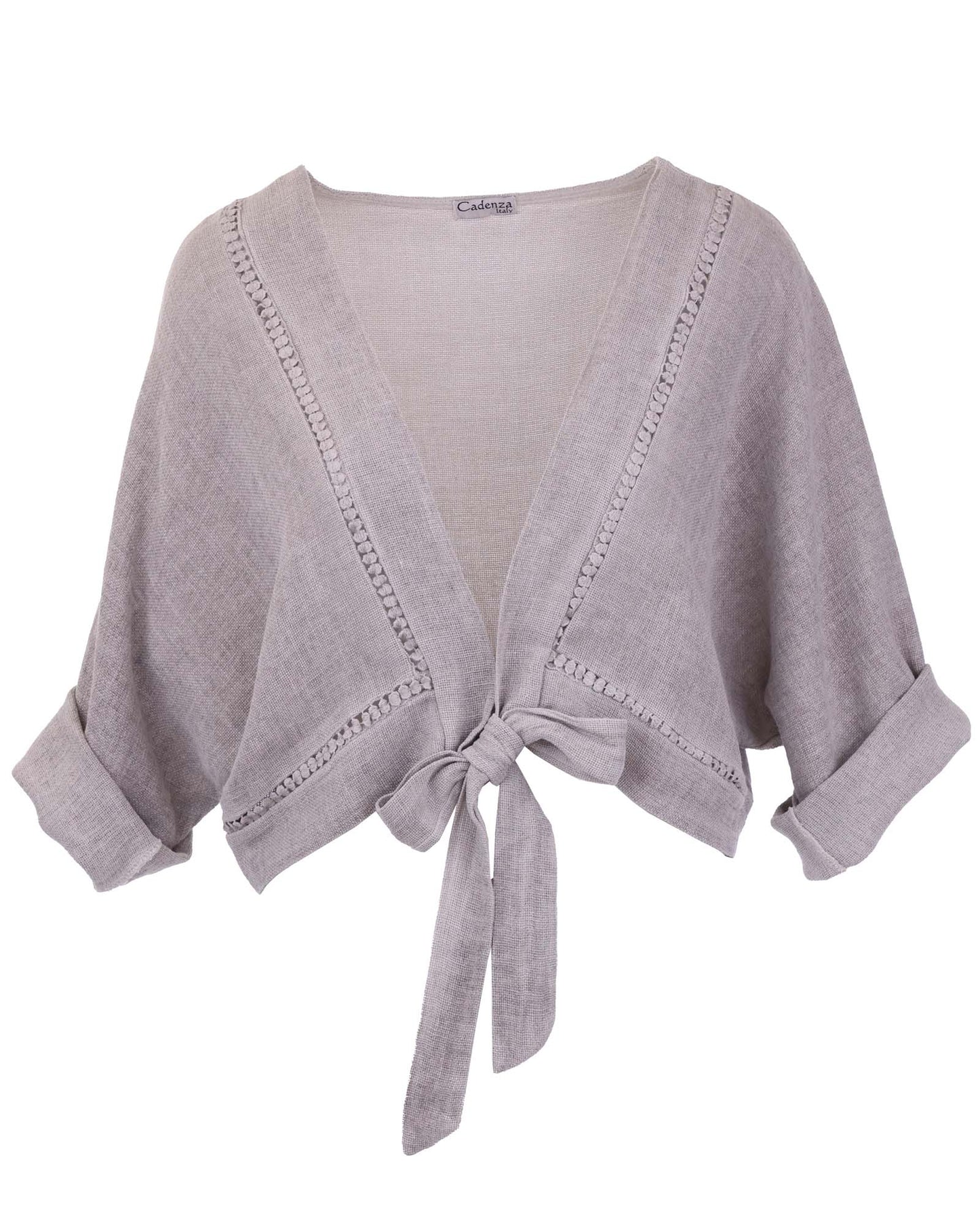 Linen and Cotton Blend Tie Front Jacket