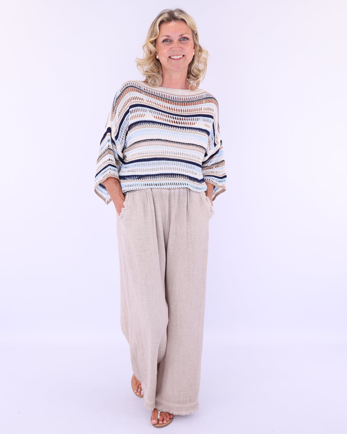 Linen and Cotton Blend Trousers