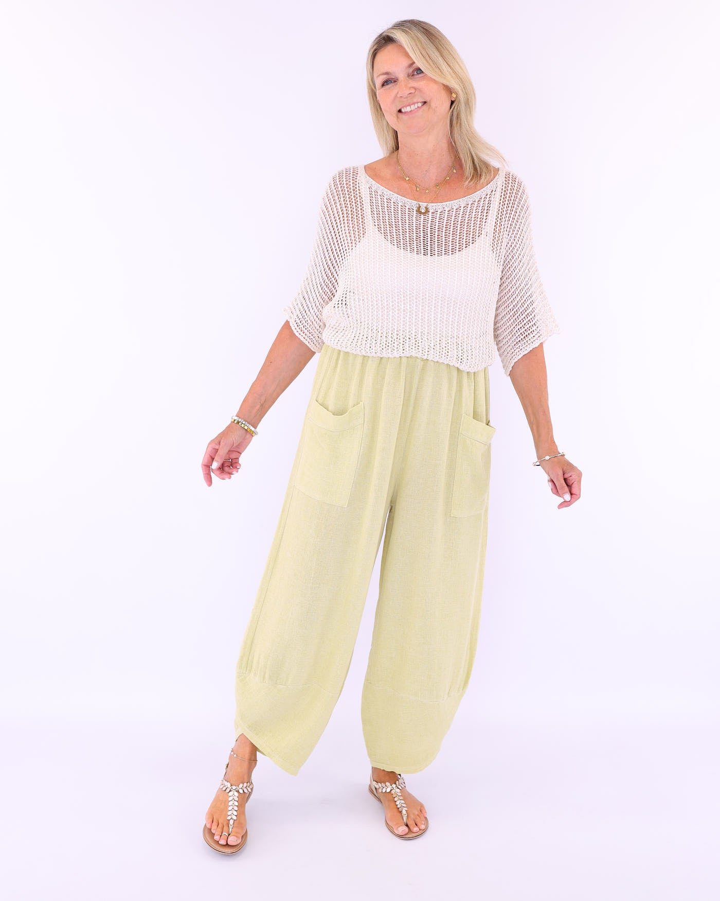 Linen and Cotton Blend Hareem Pants