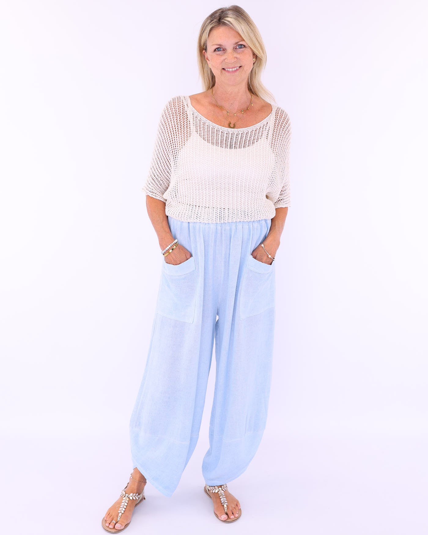 Linen and Cotton Blend Hareem Pants