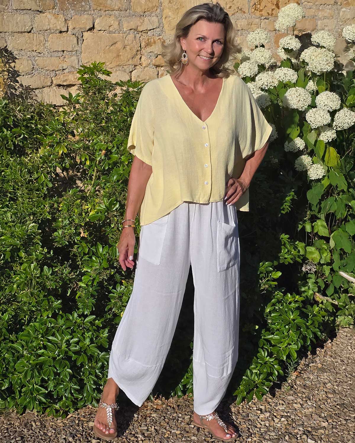 Linen and Cotton Blend Short Sleeve Cardi