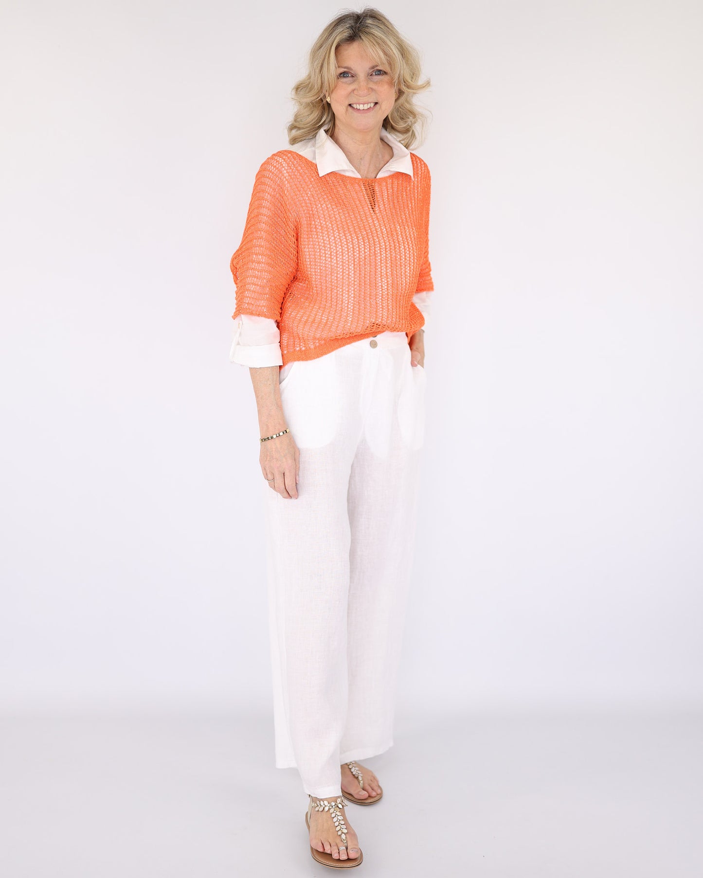 Wide Straight Leg Linen Trousers
