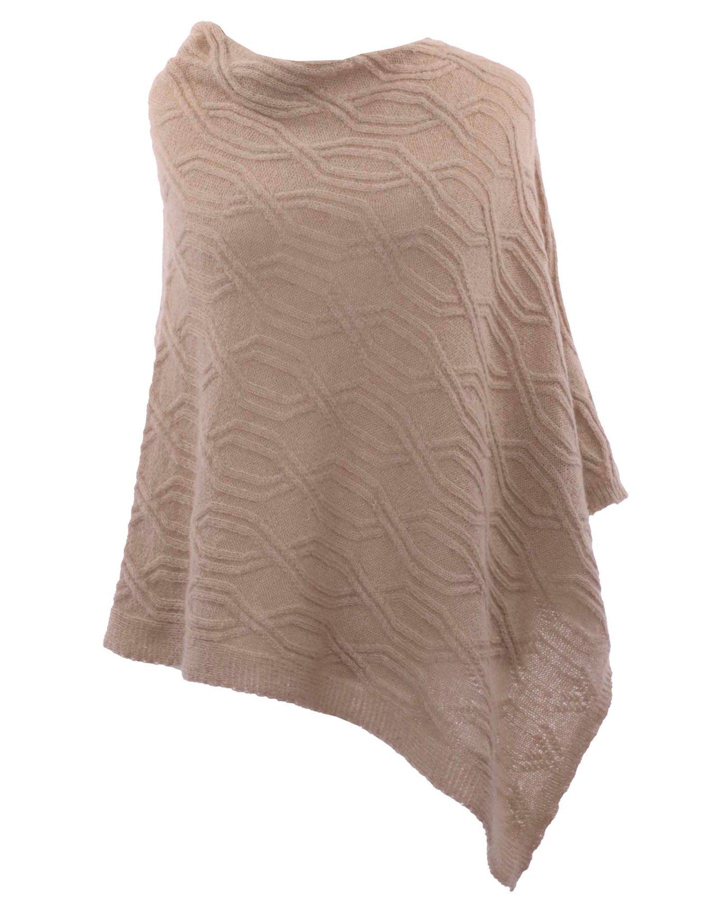 Mohair Blend Cable Knit Poncho