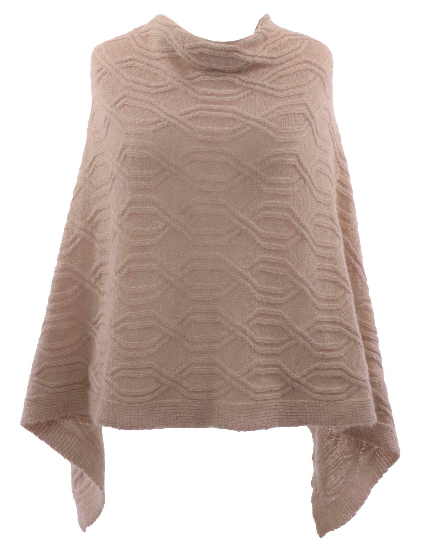 Mohair Blend Cable Knit Poncho