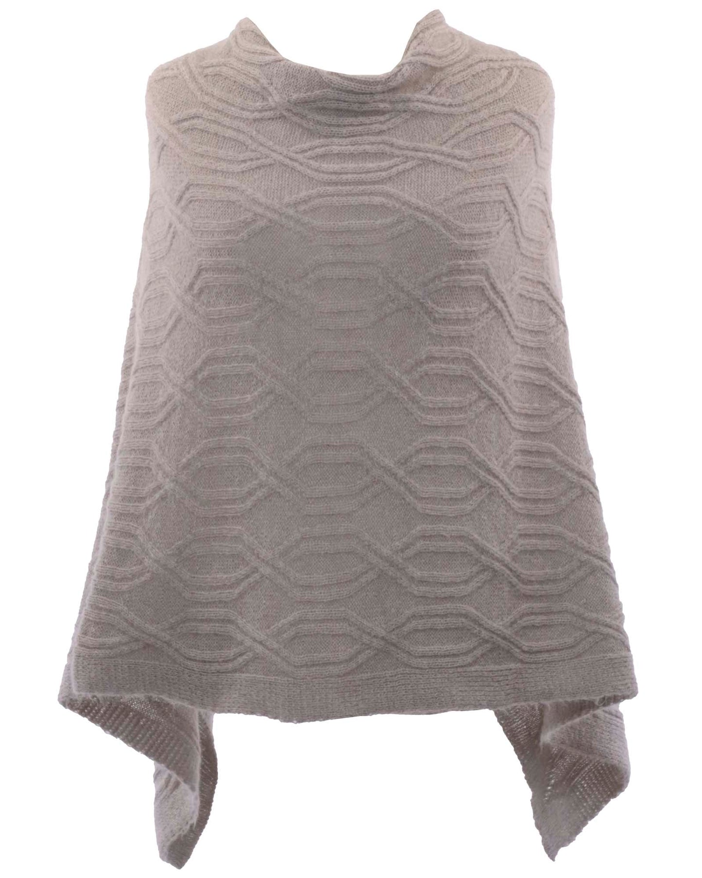 Mohair Blend Cable Knit Poncho