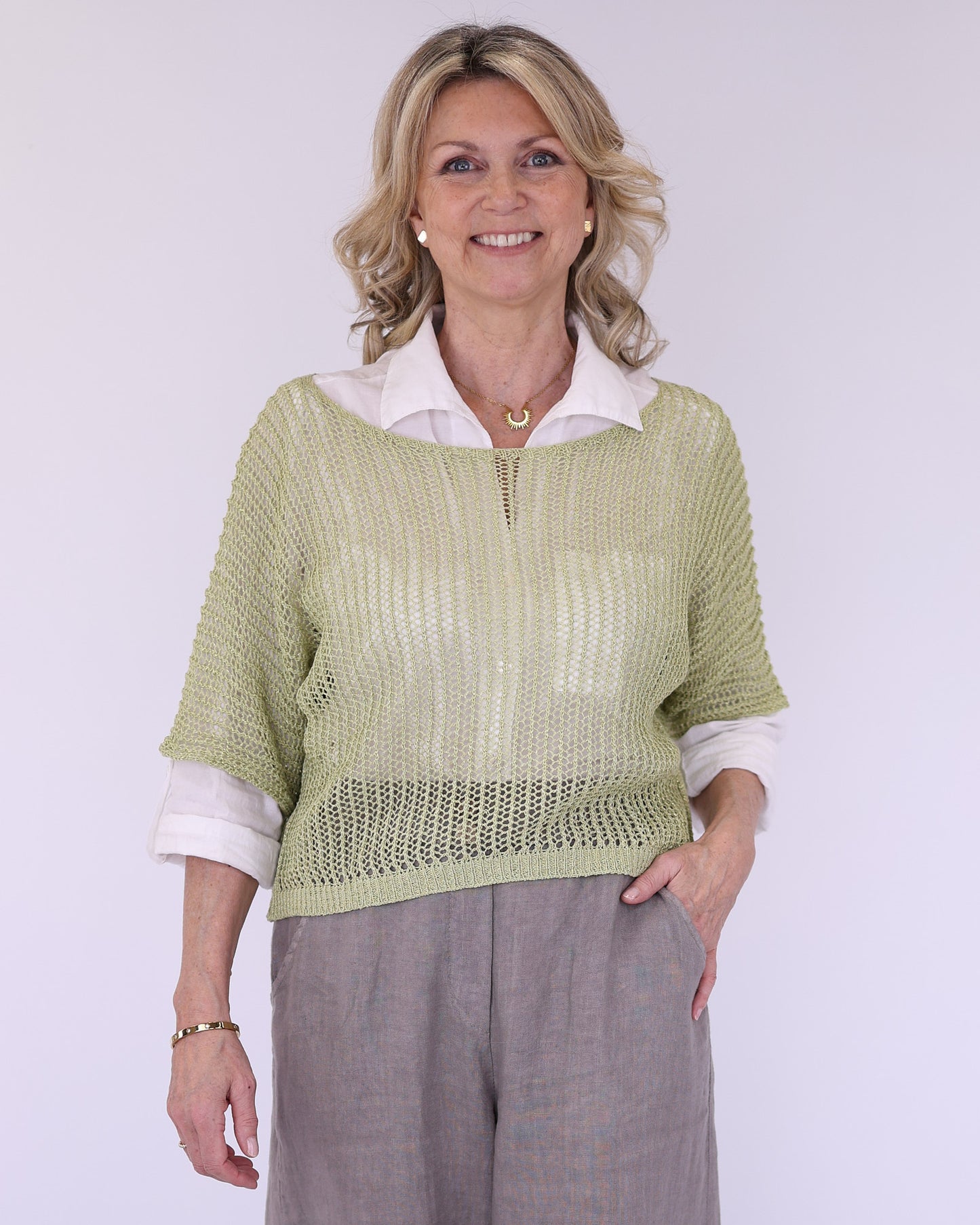Cotton Blend Loose Knit Tunic