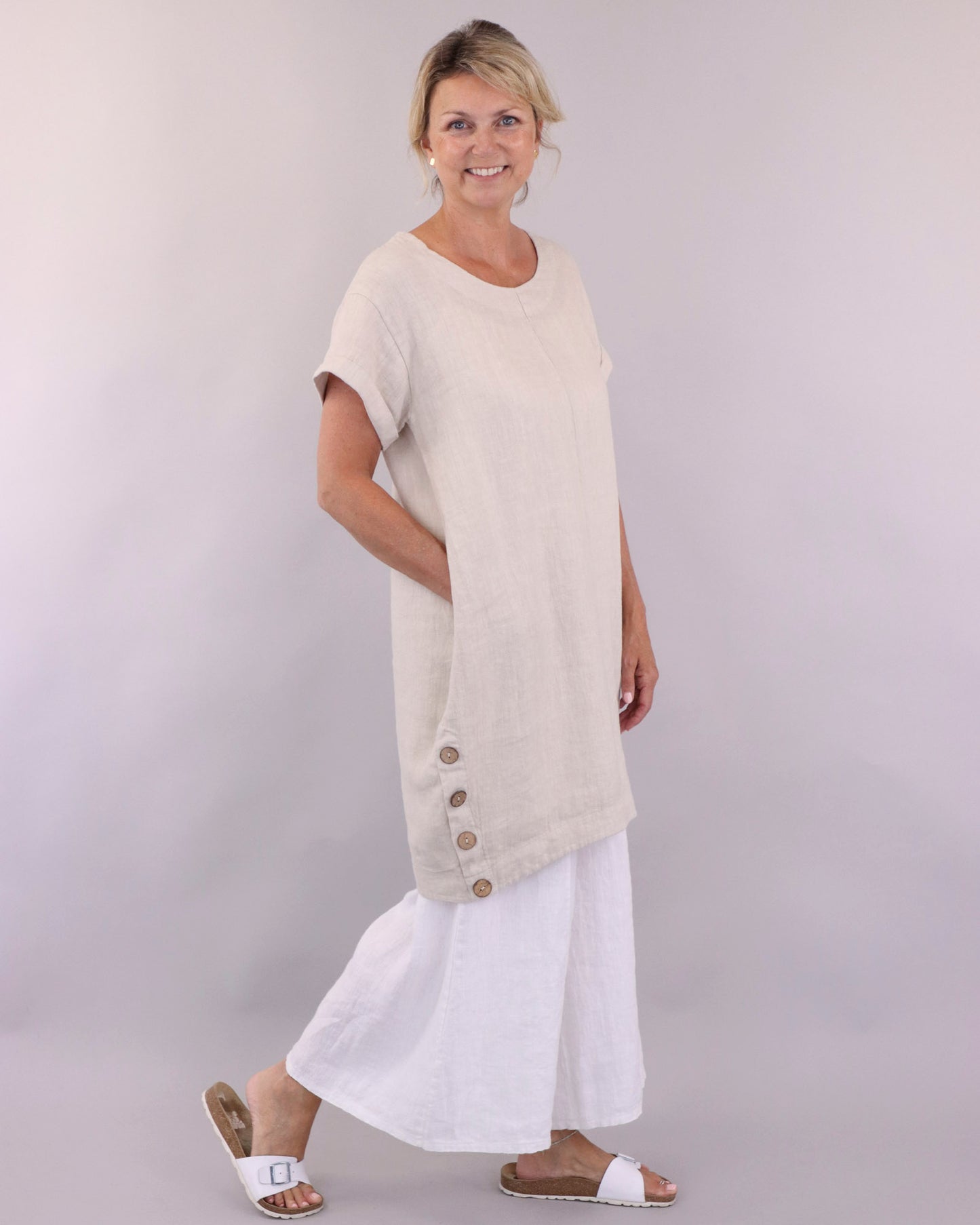 Coconut Button Linen Dress