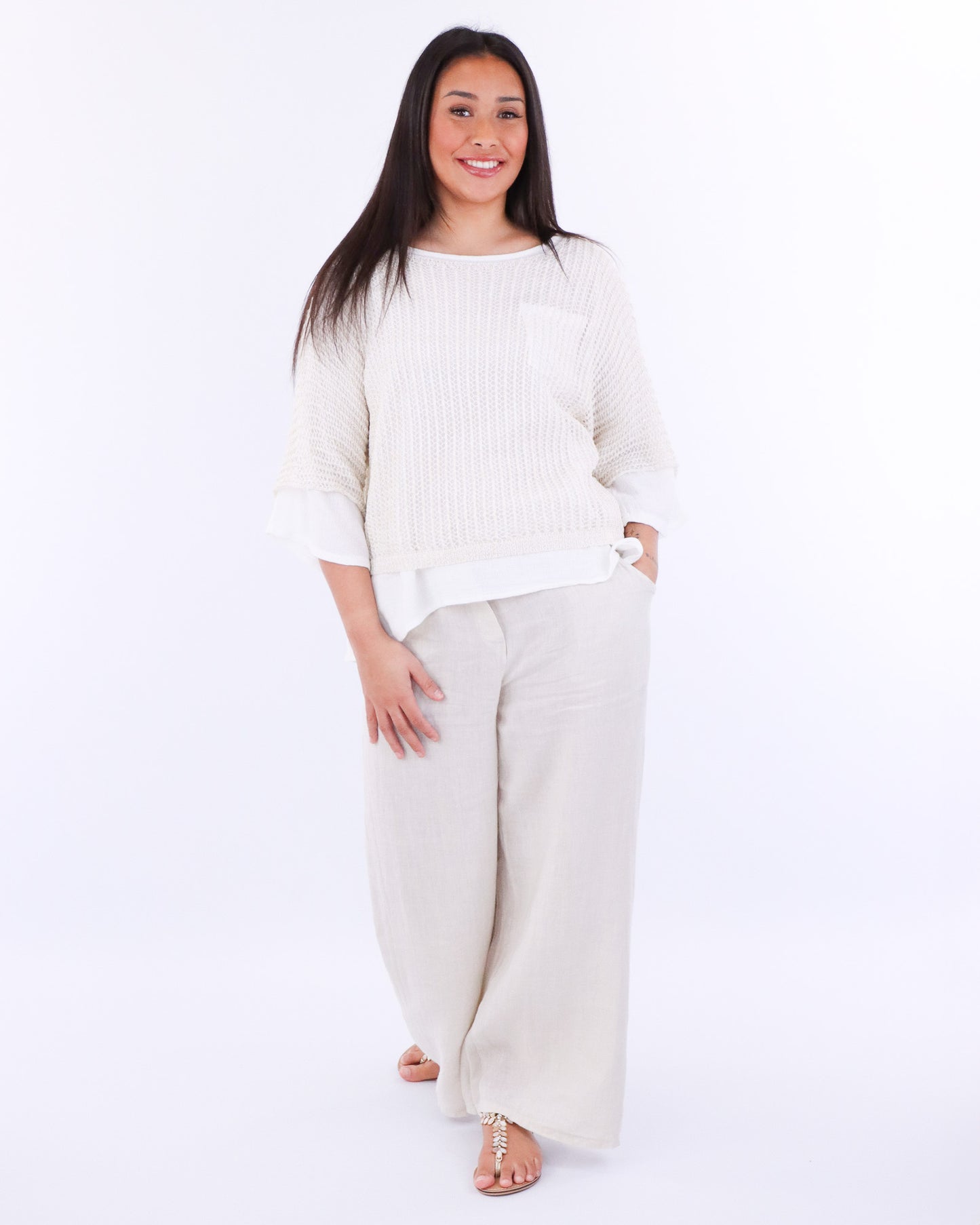 Wide Straight Leg Linen Trousers