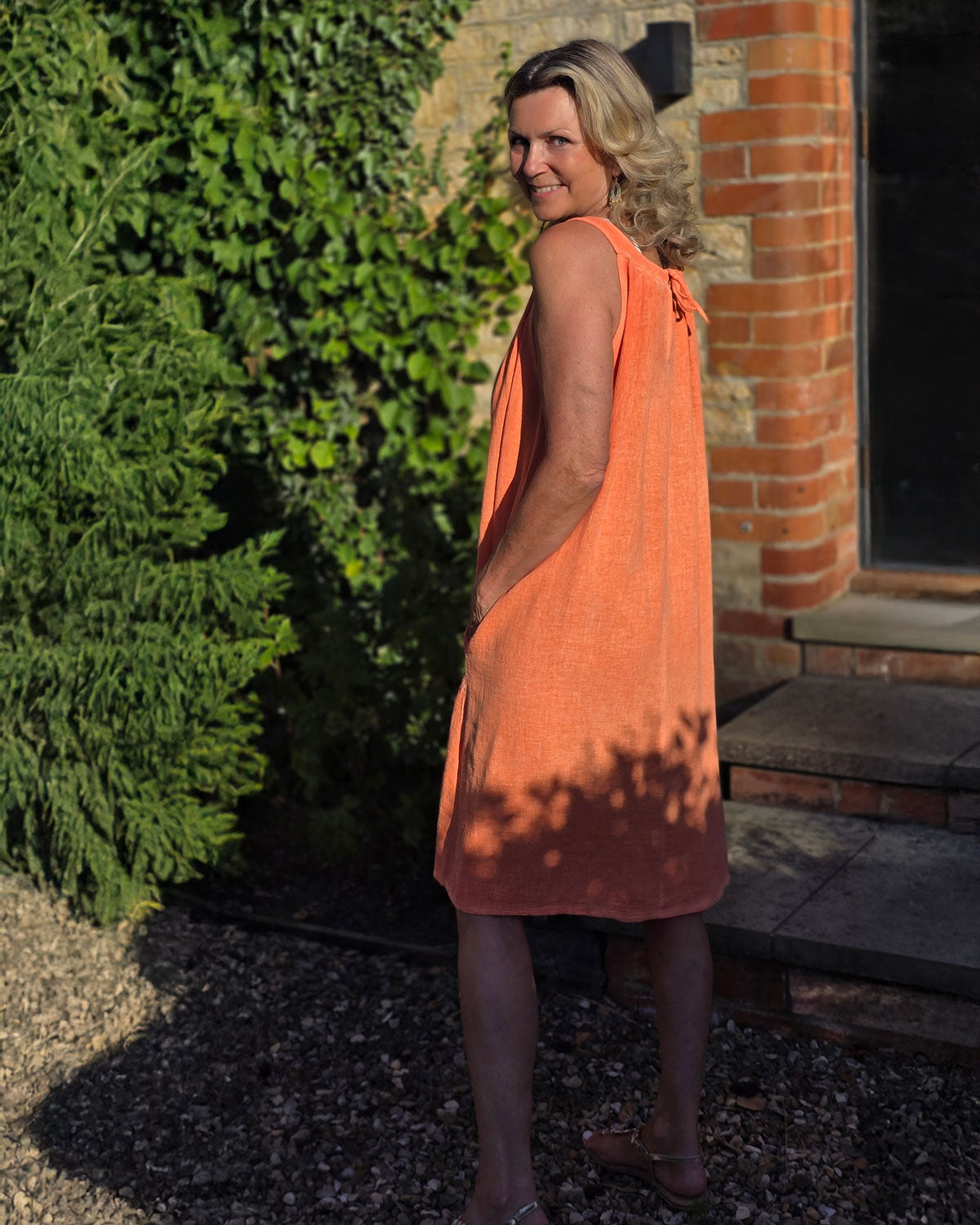 Linen and Cotton Tie Back Sundress