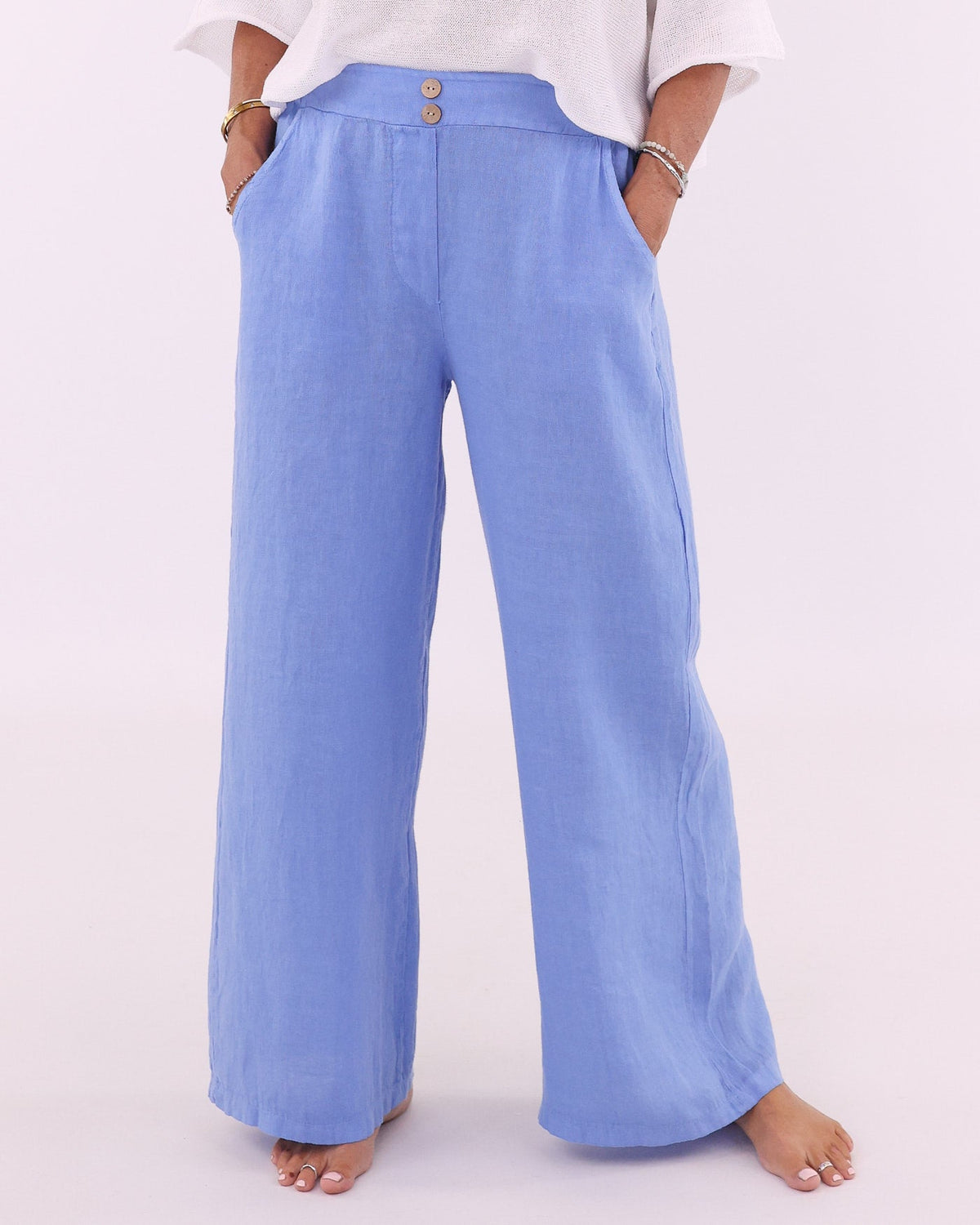 Wide Straight Leg Linen Trousers
