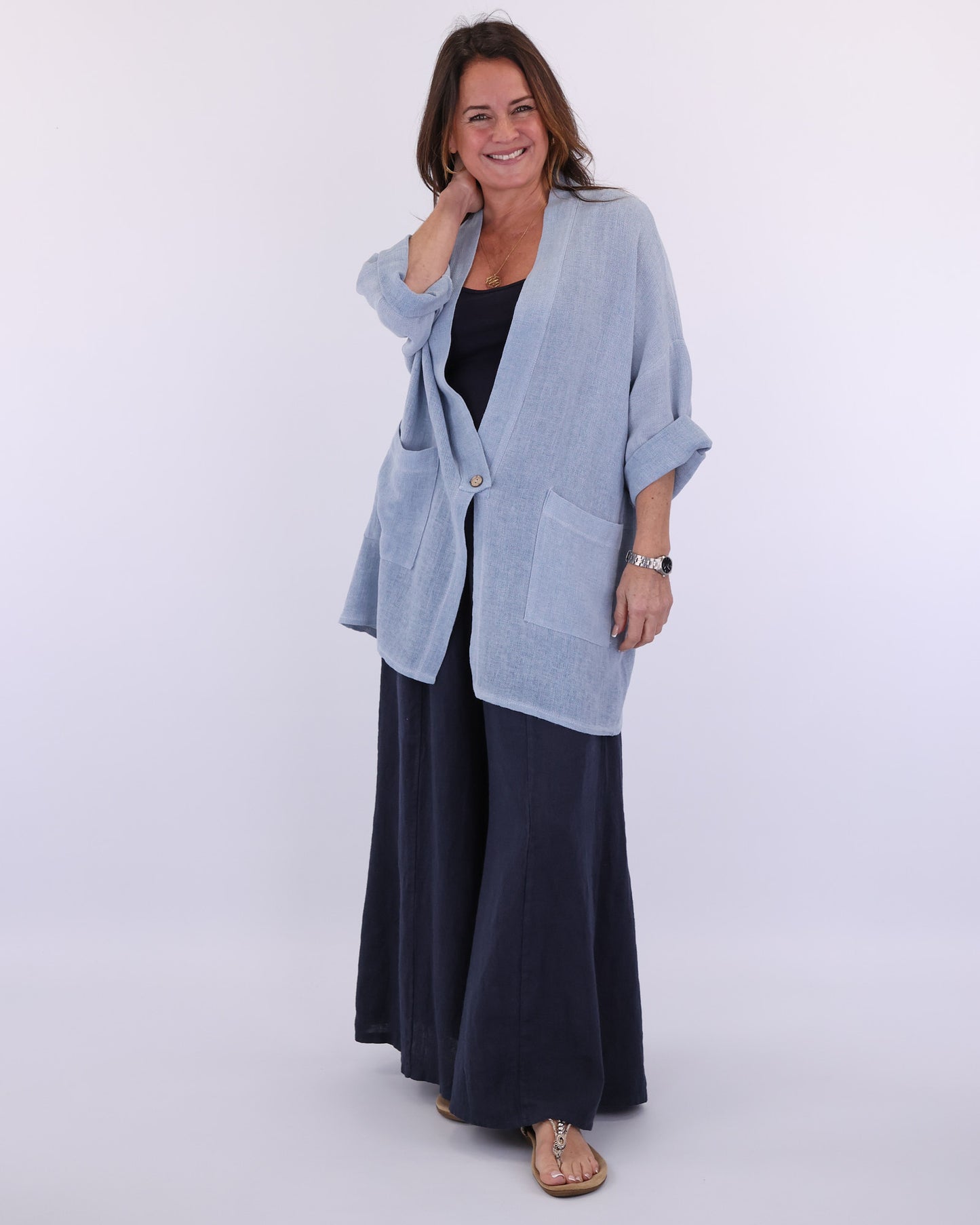 Linen and Cotton Blend Kimono