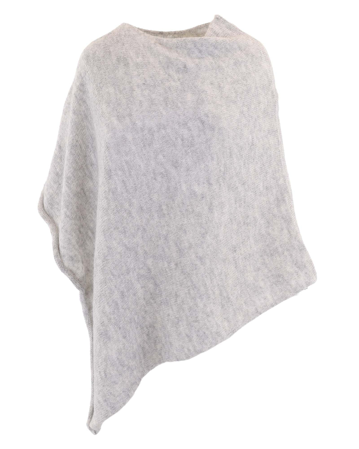 Women's Italian Alpaca Blend Poncho in light grey, made in Italy