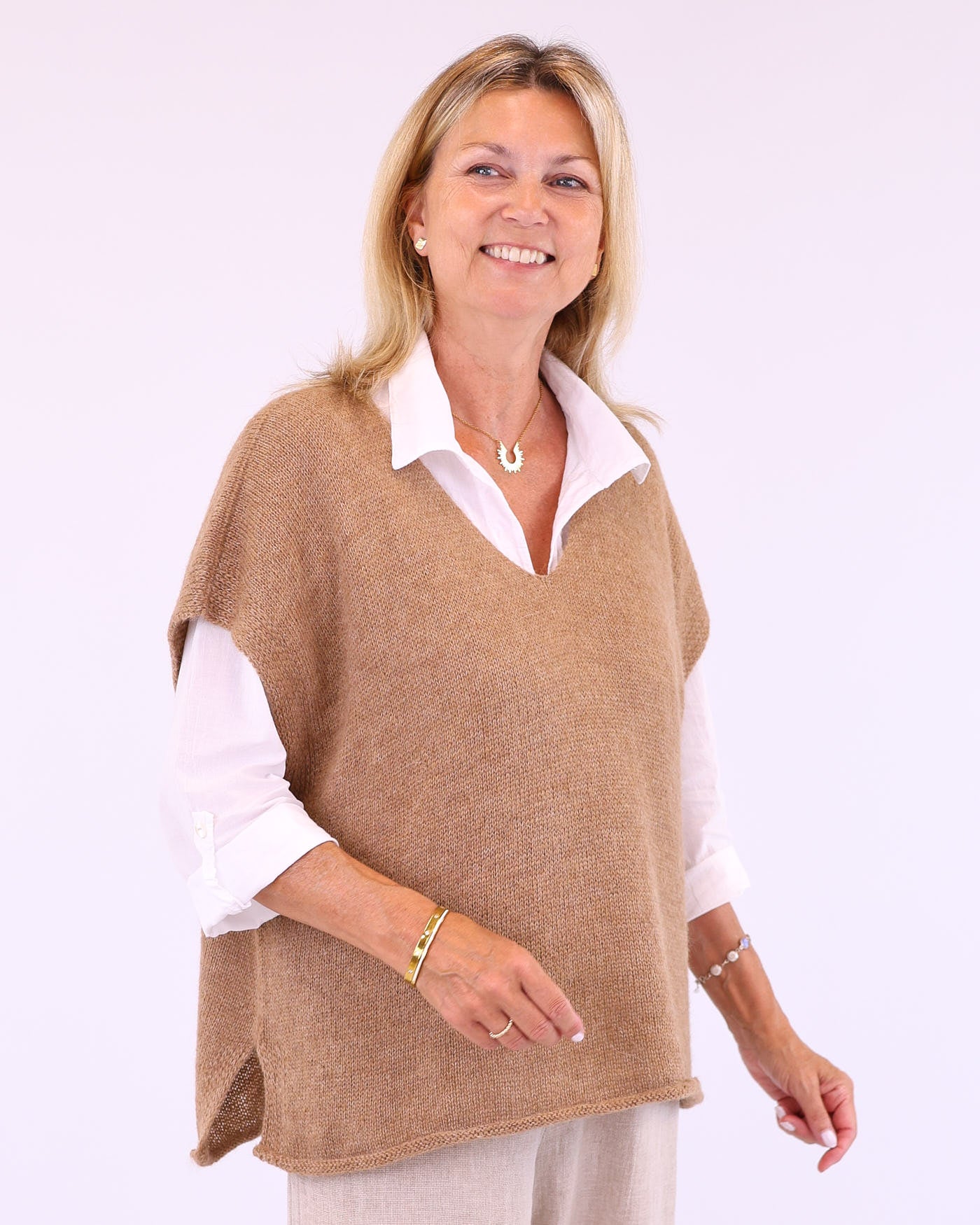 Alpaca Blend V Neck Tunic