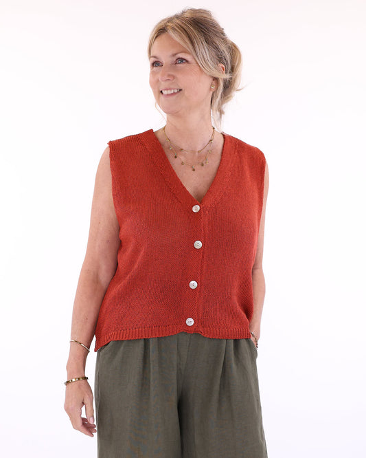 Cotton Blend Button Waistcoat