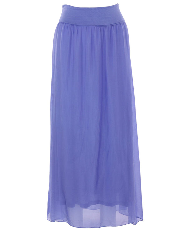 Silk Mix Skirt Violet Blue