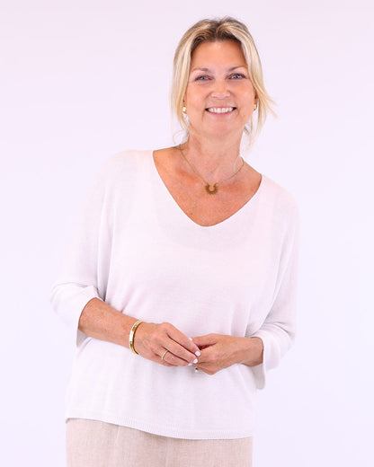 Modal Blend V Neck Sparkle Top