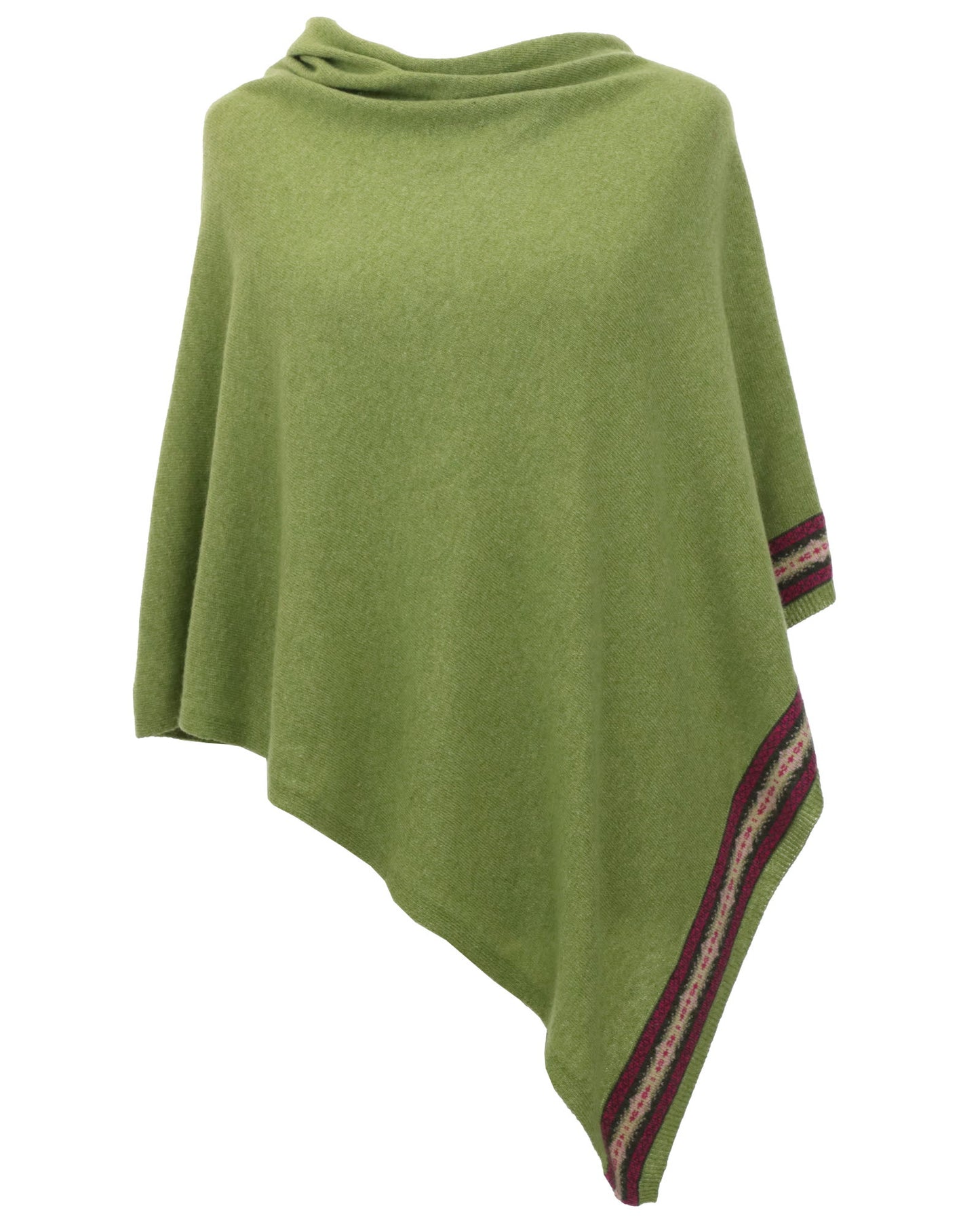 Classic Cashmere Blend Fairisle Poncho Verdant Green