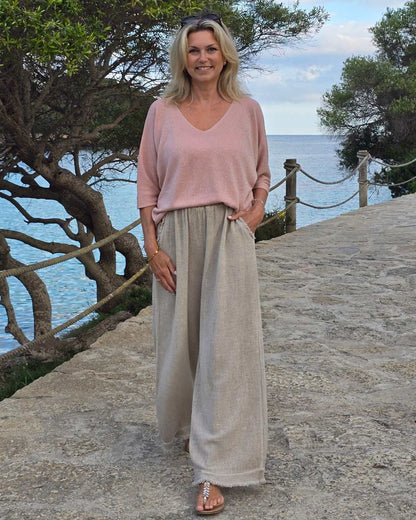 Linen and Cotton Blend Trousers