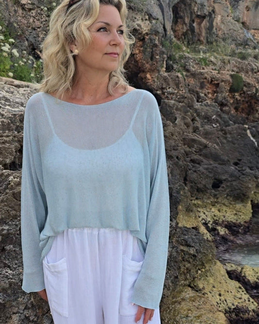 Linen Blend Long Sleeve Tunic