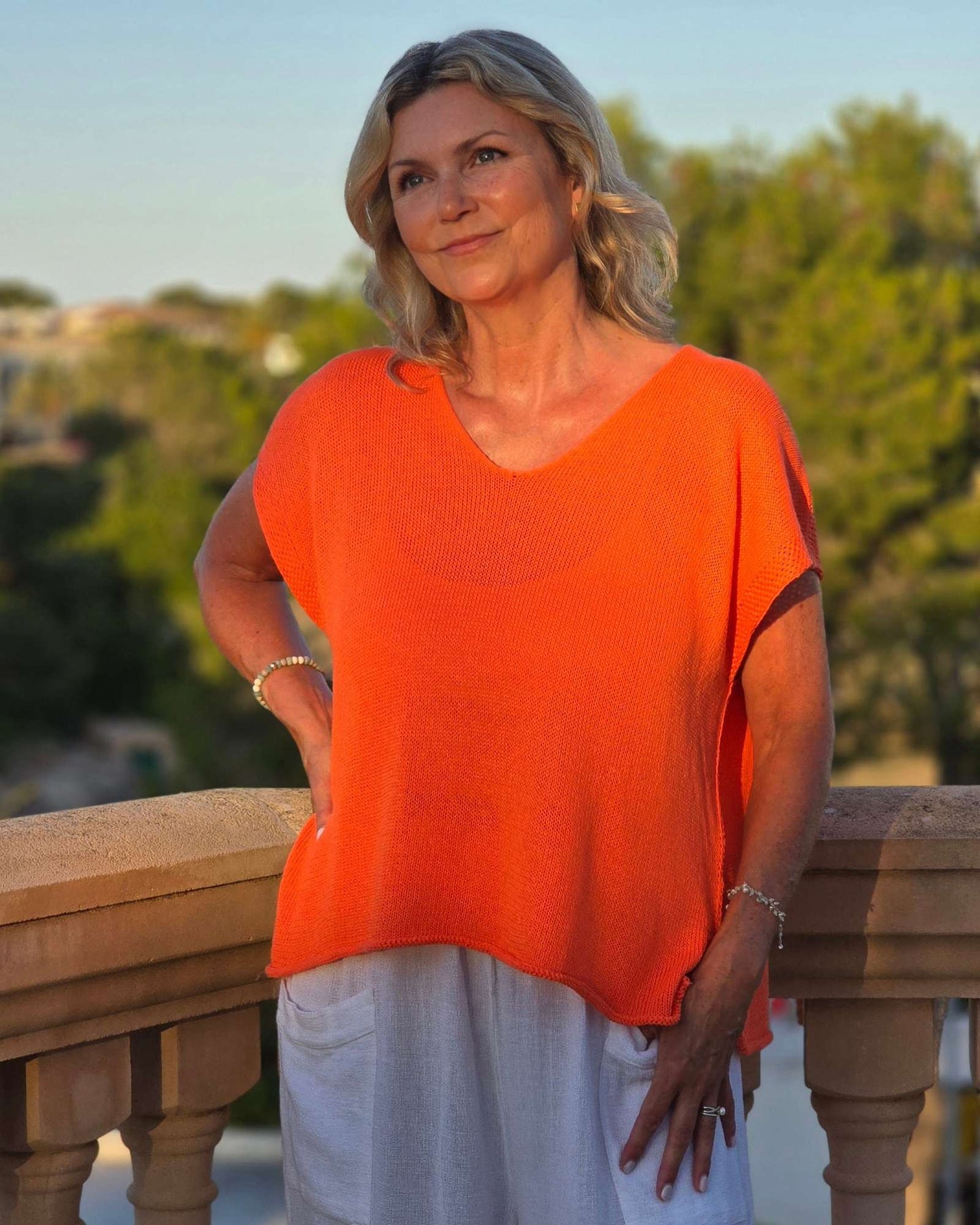 Cotton Blend Cap Sleeve T