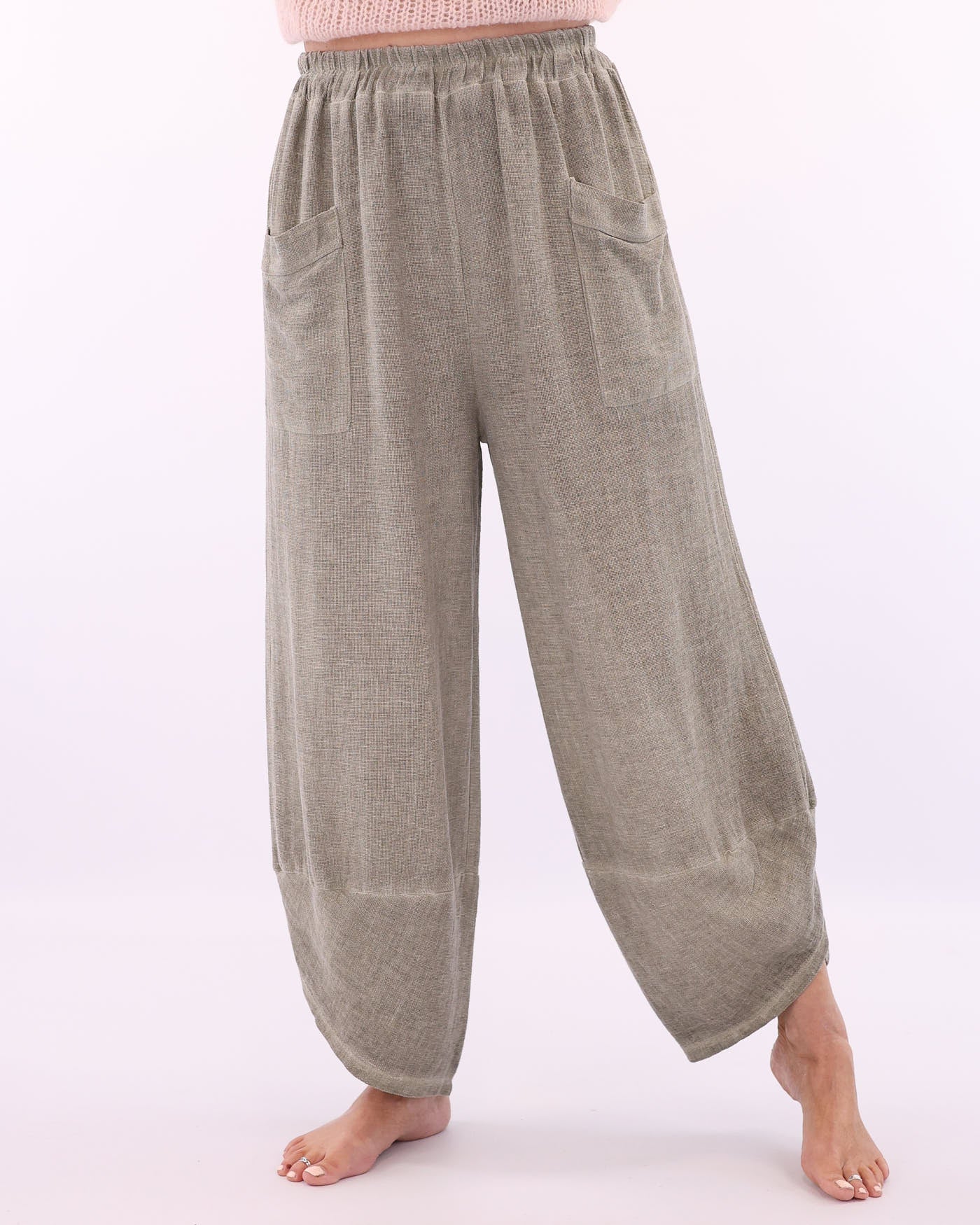 Linen and Cotton Blend Hareem Pants