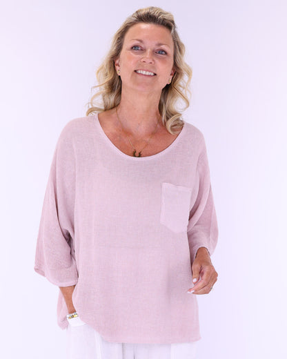 Linen and Cotton Blend Pocket Top