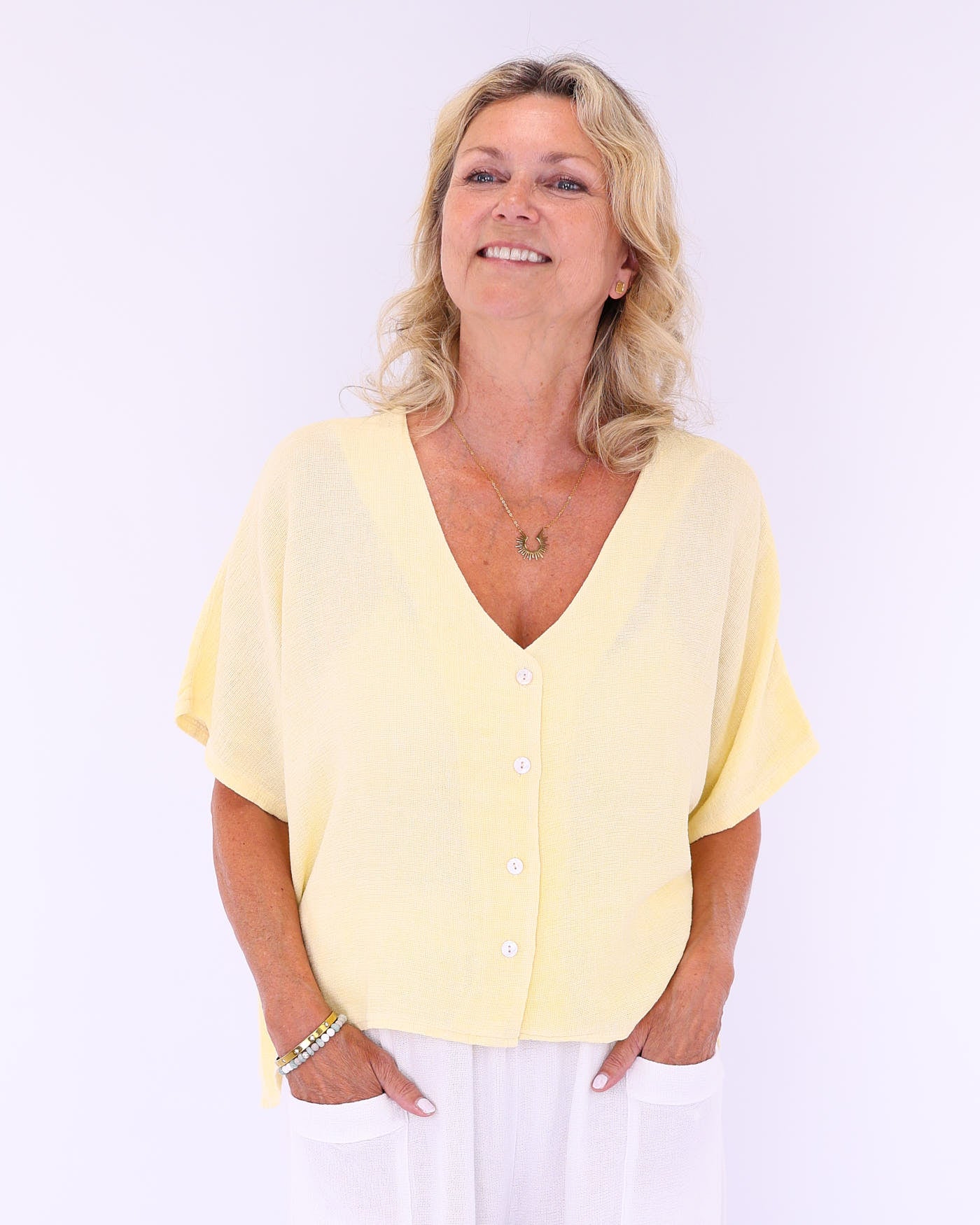 Linen and Cotton Blend Short Sleeve Cardi