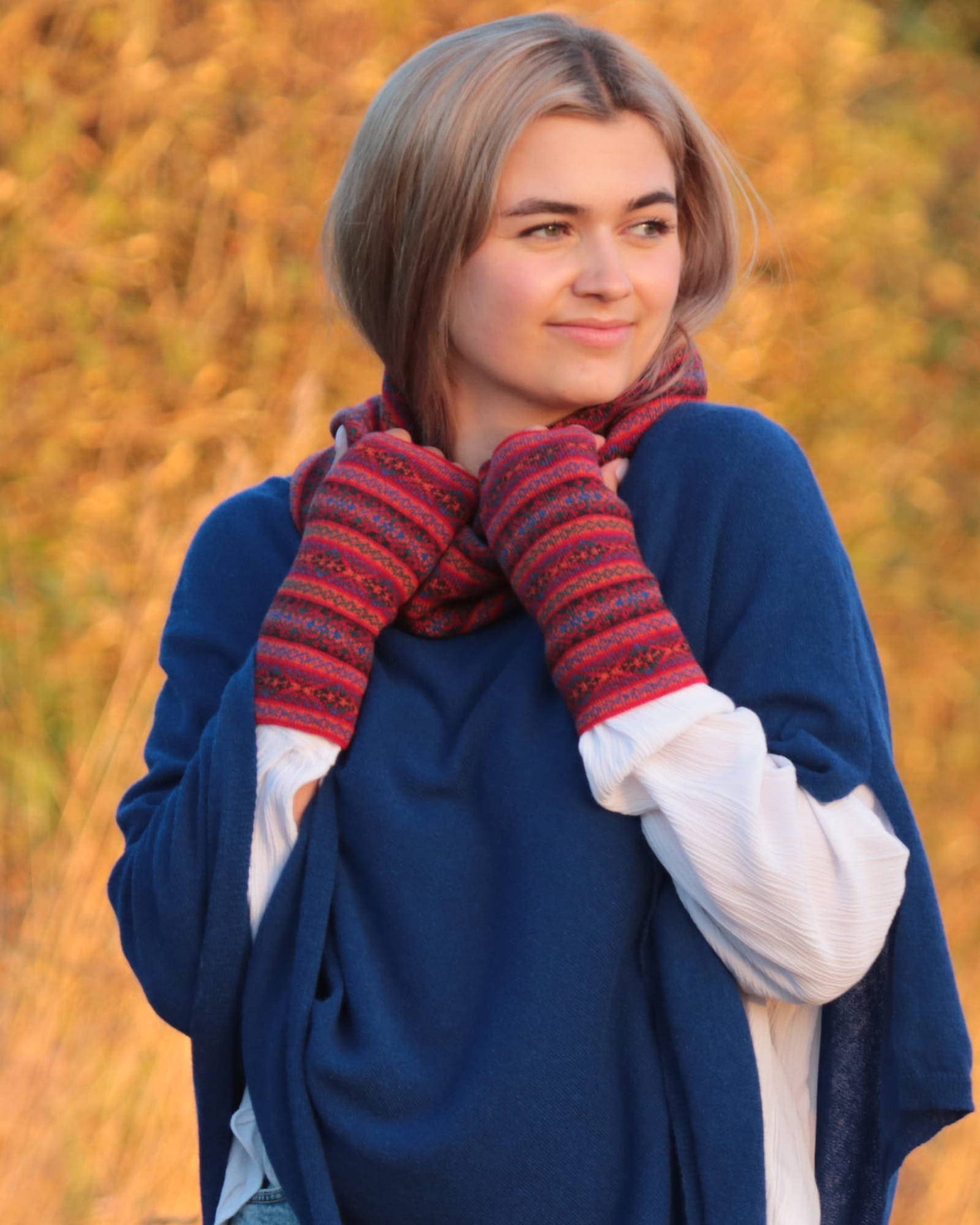 Cashmere Blend Fairisle Wrist Warmers