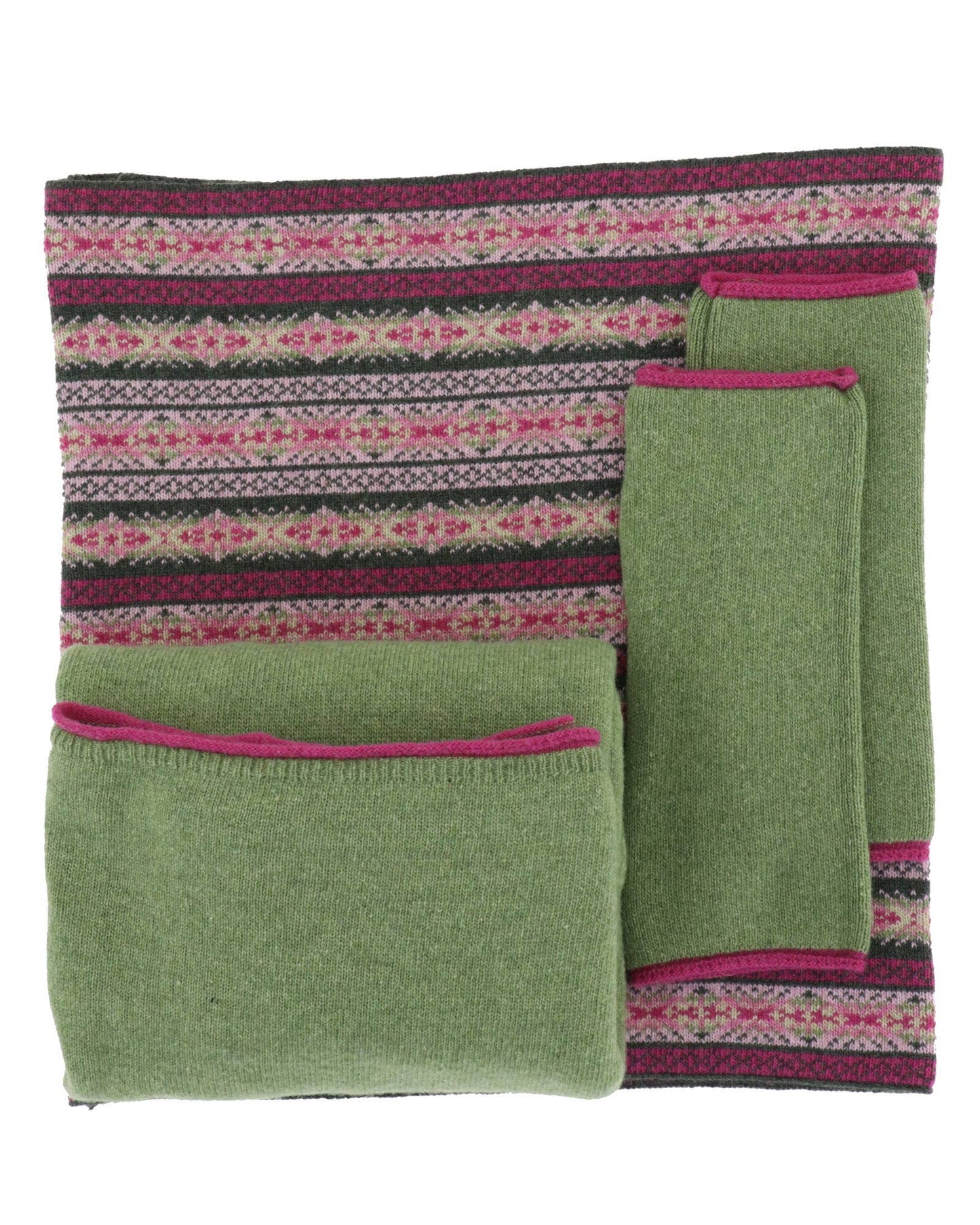 Cashmere Blend Contrast Edge Wrist Warmers