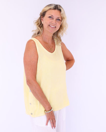 Linen and Cotton Blend Sleeveless Top