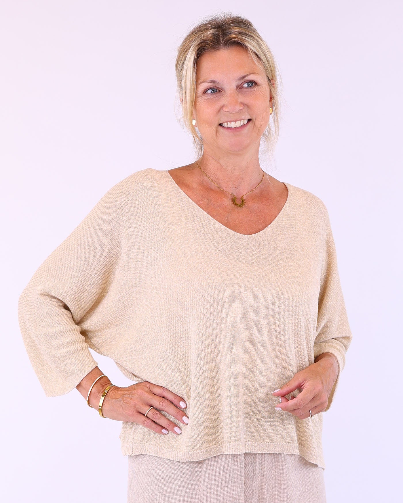 Modal Blend V Neck Sparkle Top