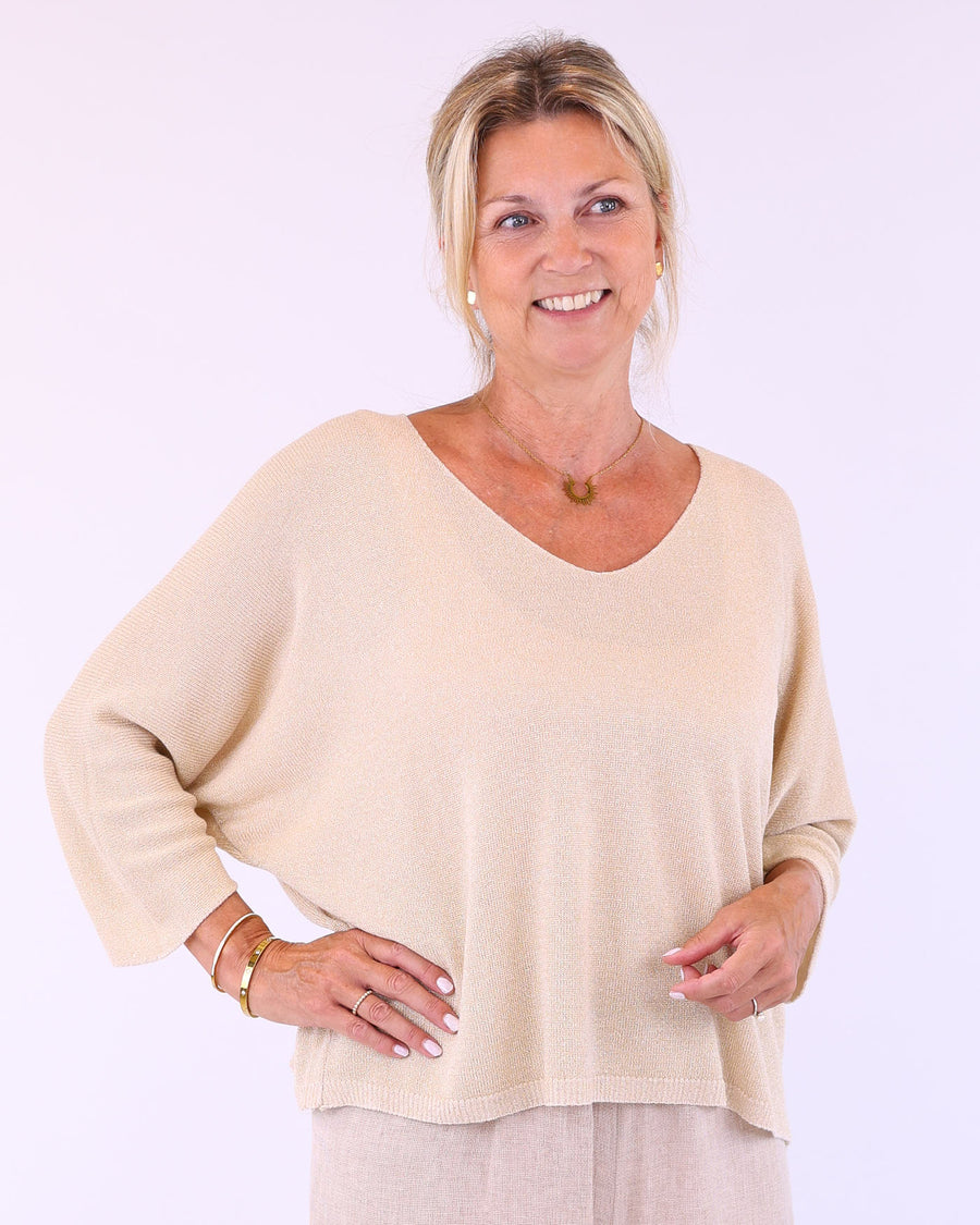 Modal Blend V Neck Sparkle Top