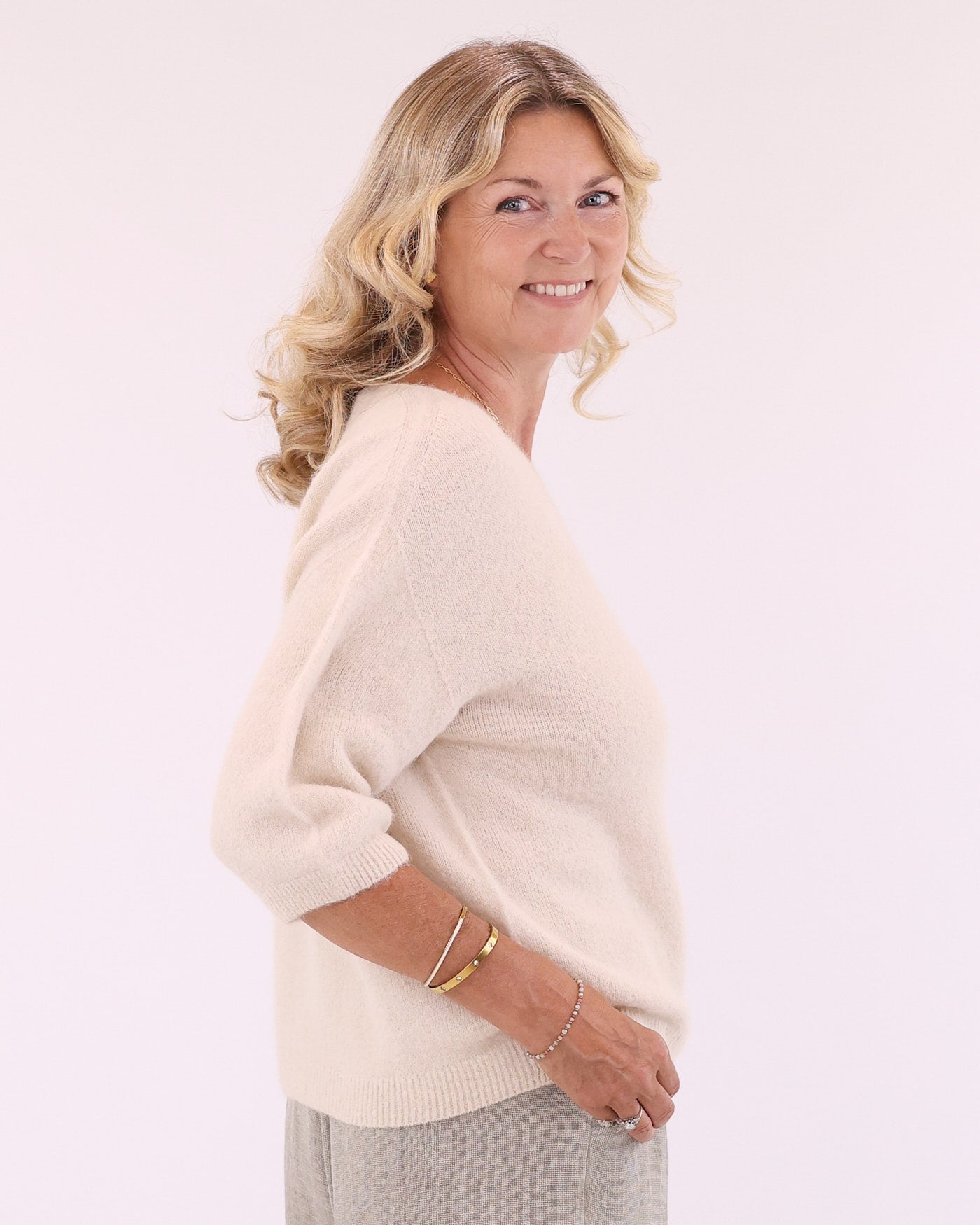 Alpaca Blend Short Sleeve V Neck Jumper