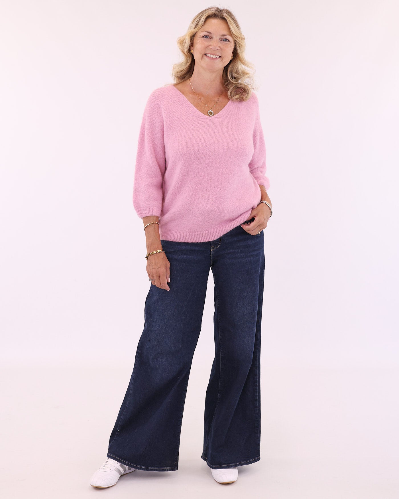 Alpaca Blend Short Sleeve V Neck Jumper