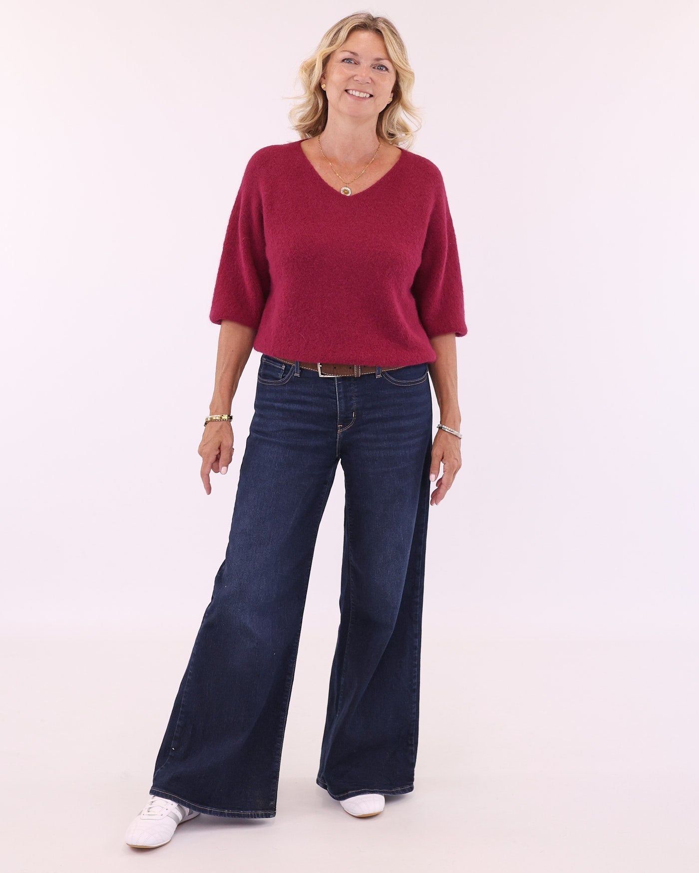 Alpaca Blend Short Sleeve V Neck Jumper