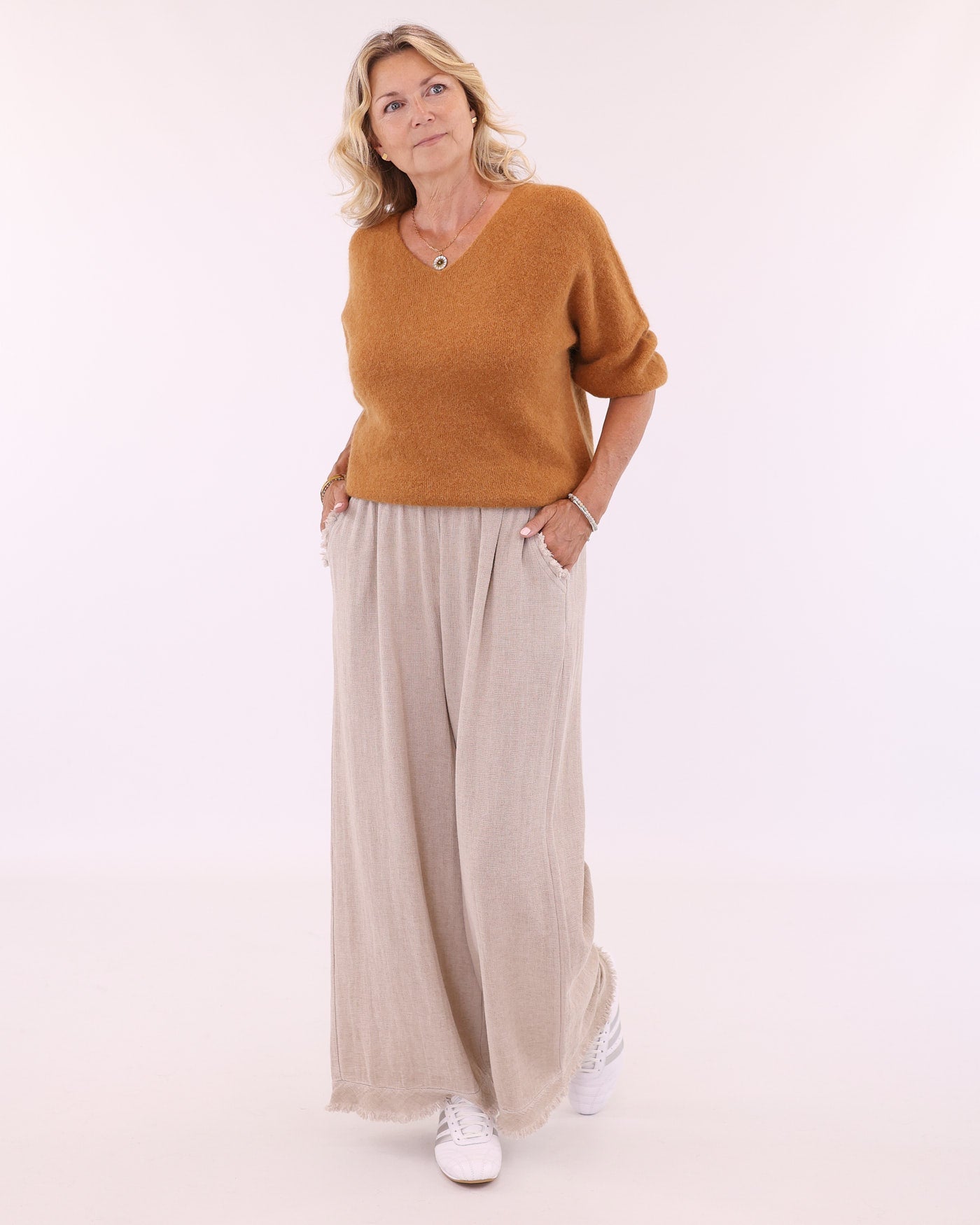 Alpaca Blend Short Sleeve V Neck Jumper