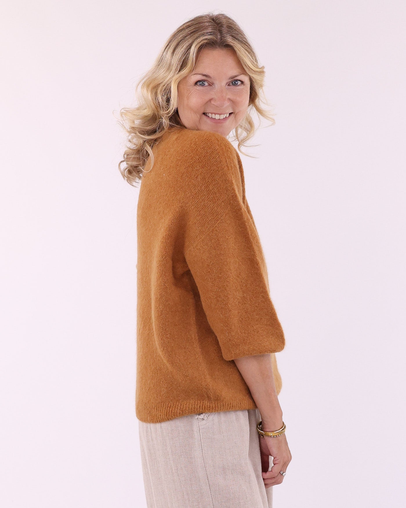 Alpaca Blend Short Sleeve V Neck Jumper