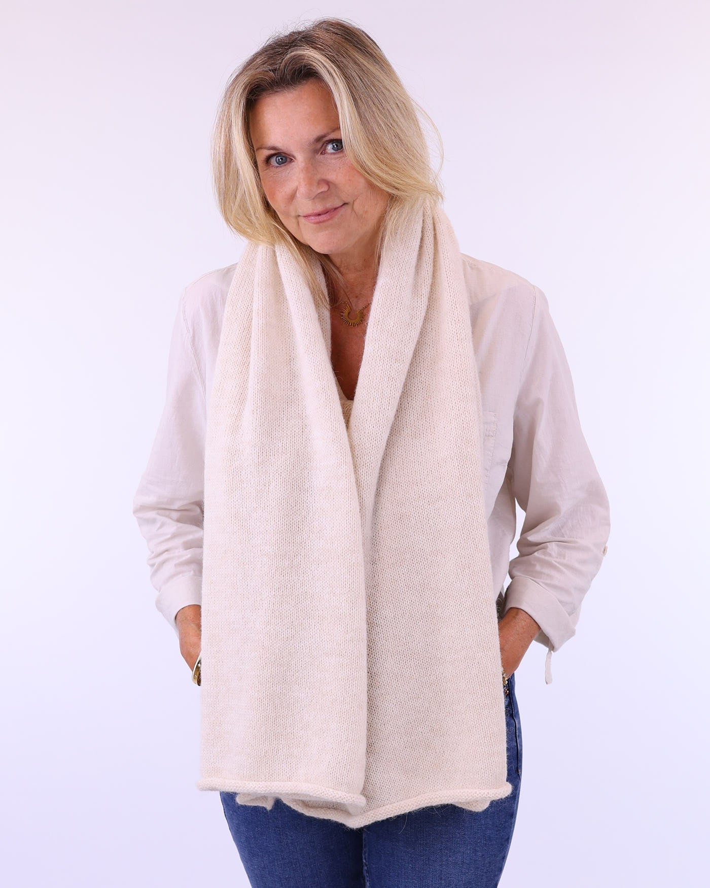Women's Italian Alpaca Blend Poncho in White, made in Italy