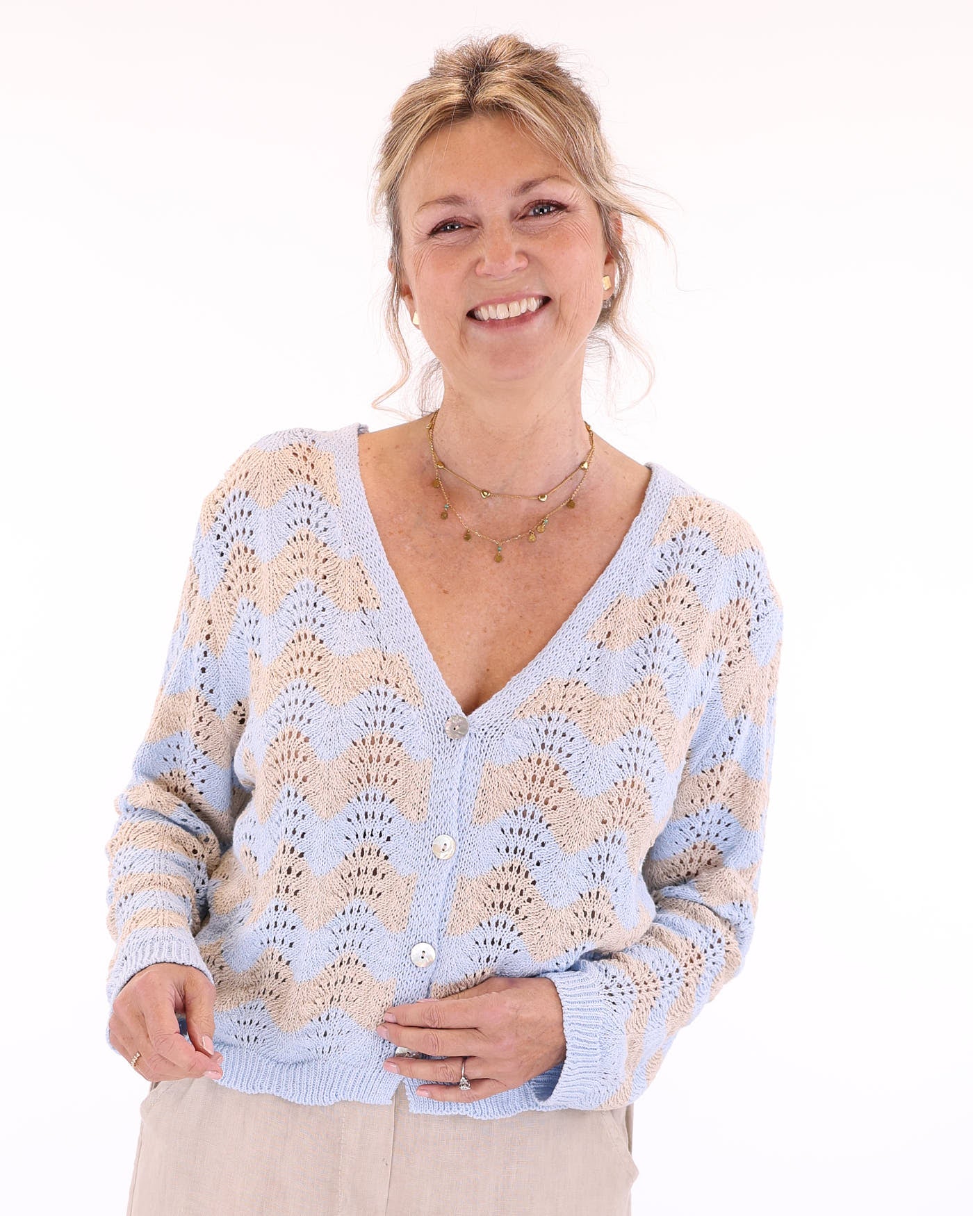 Cotton Blend Wave Cardigan