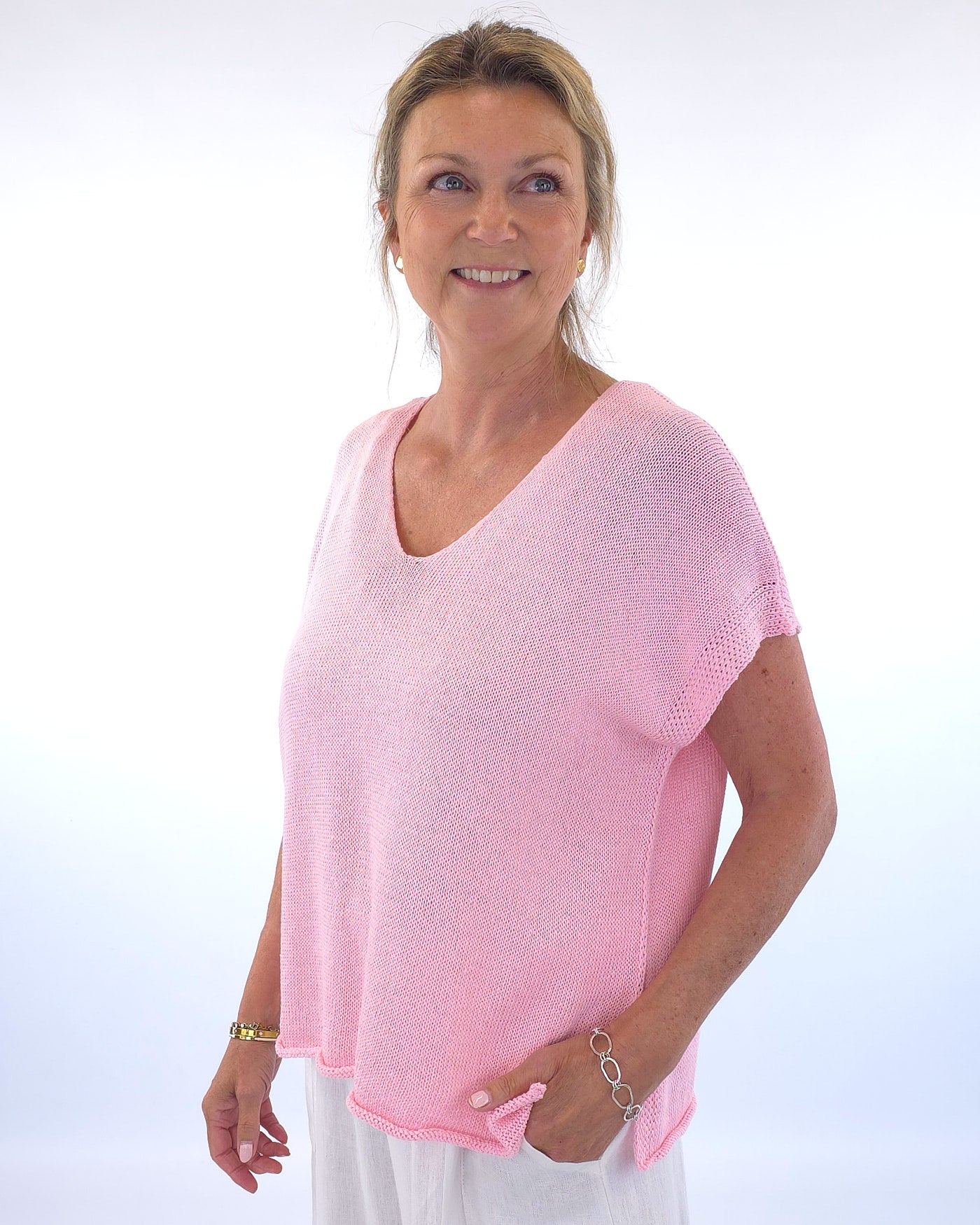 Cotton Blend Cap Sleeve T