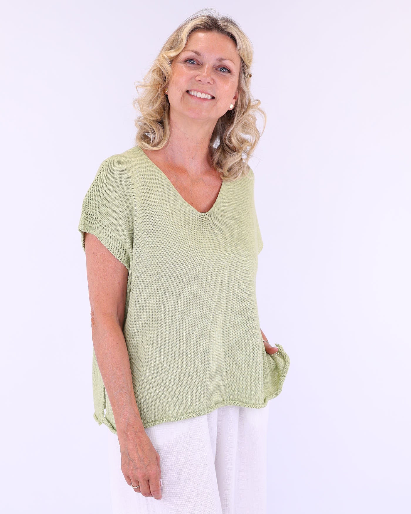 Cotton Blend Cap Sleeve T