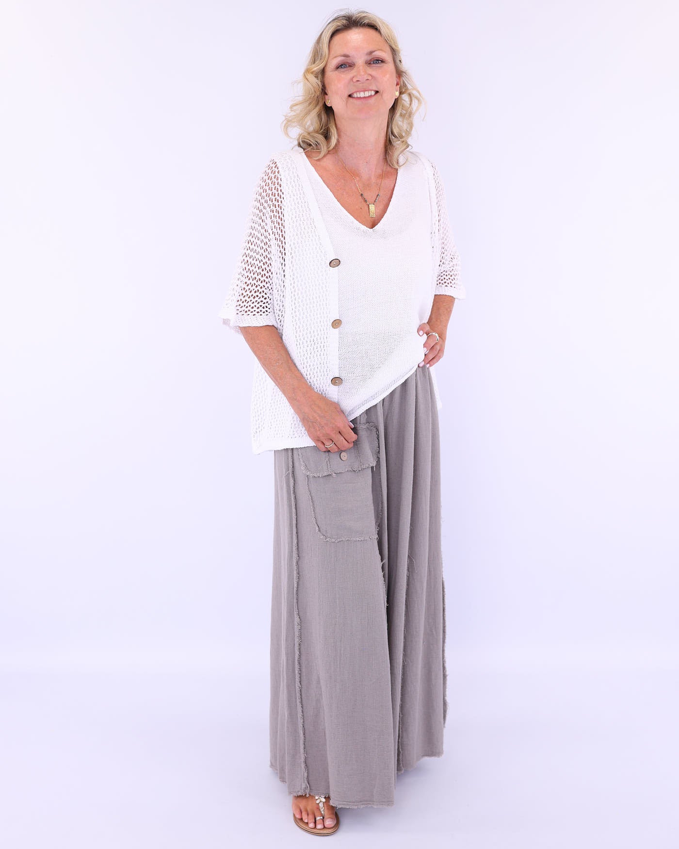 Cotton Blend V Neck Sleeveless T