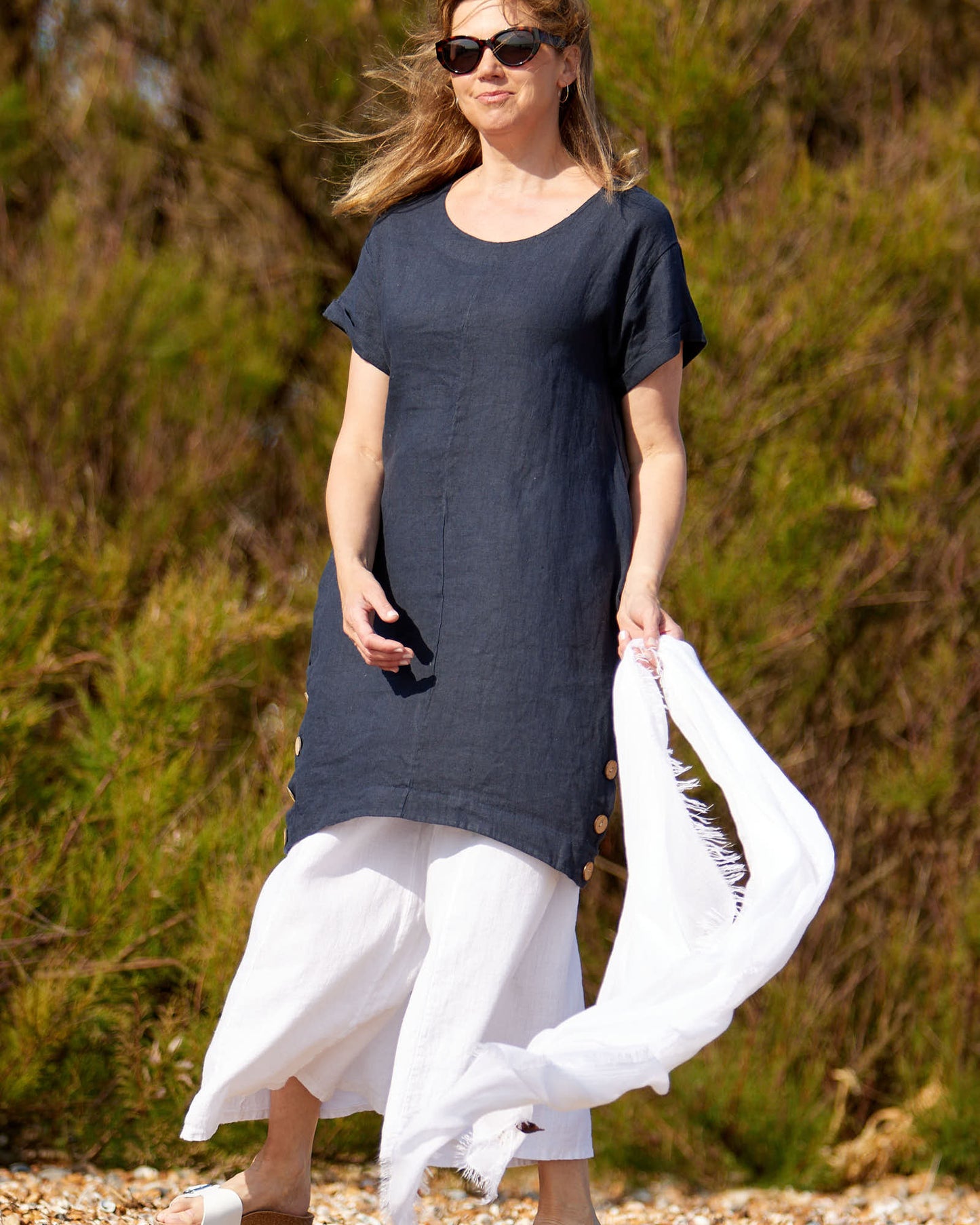 Coconut Button Linen Dress