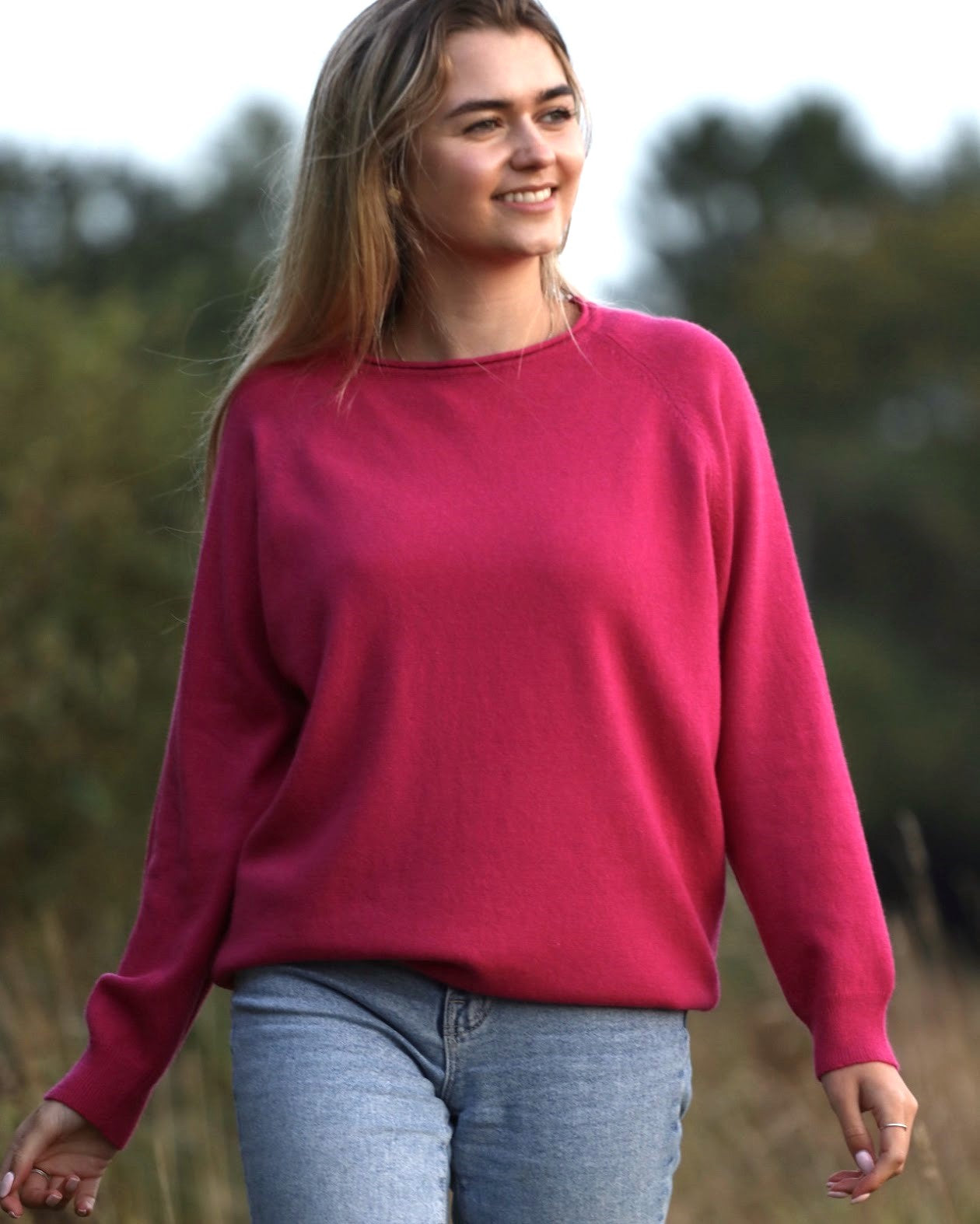 Cashmere Blend Raglan Sleeve Jumper