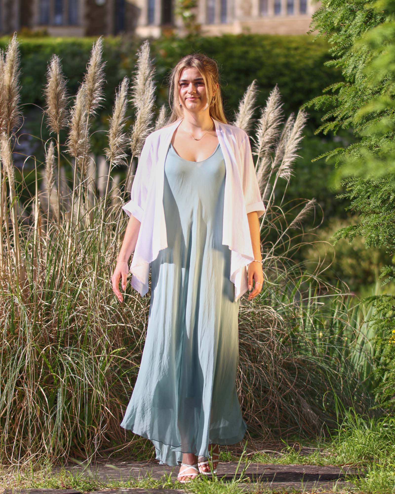 Linen and Cotton Blend Waterfall Front Cardi