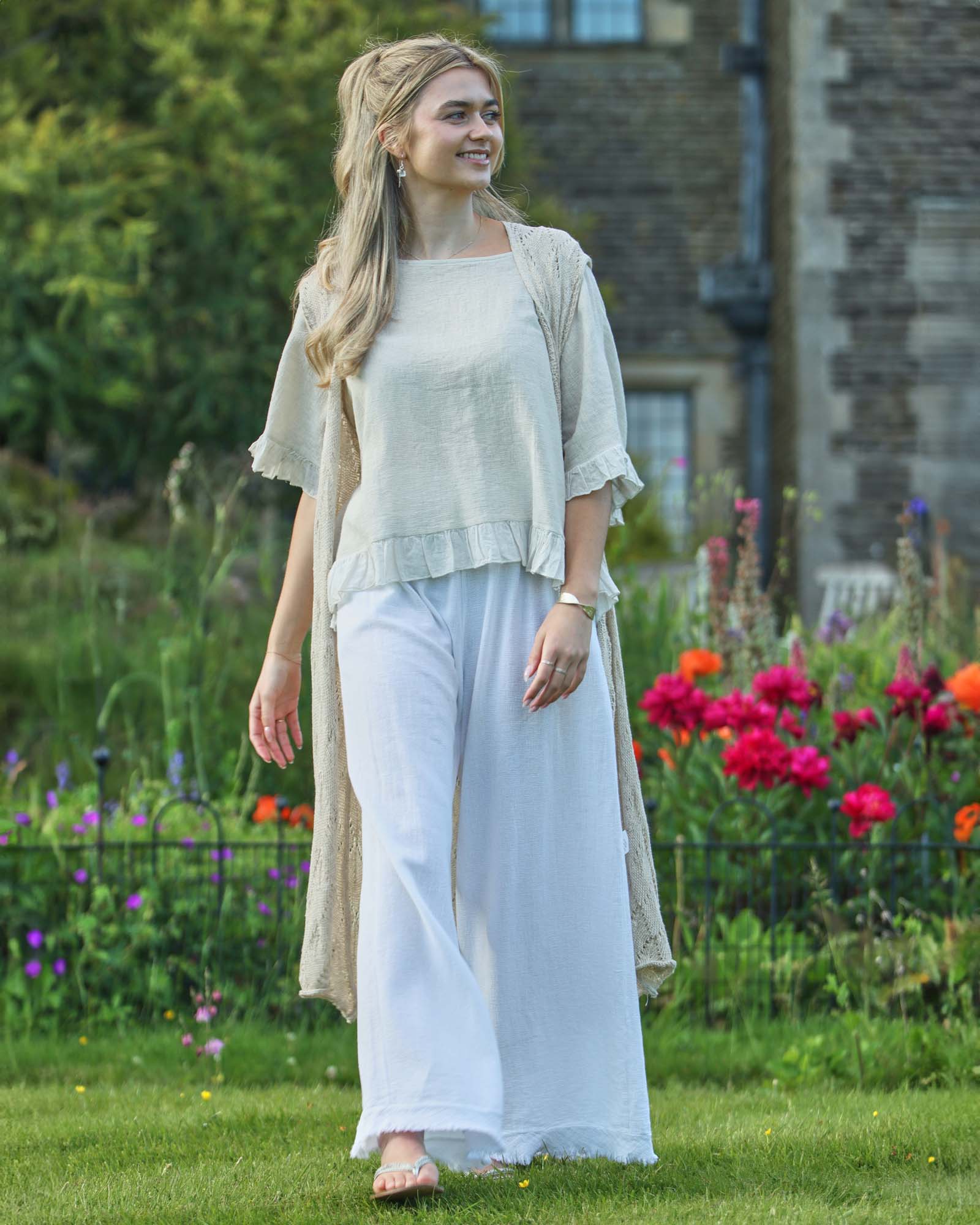 Linen and Cotton Blend Trousers